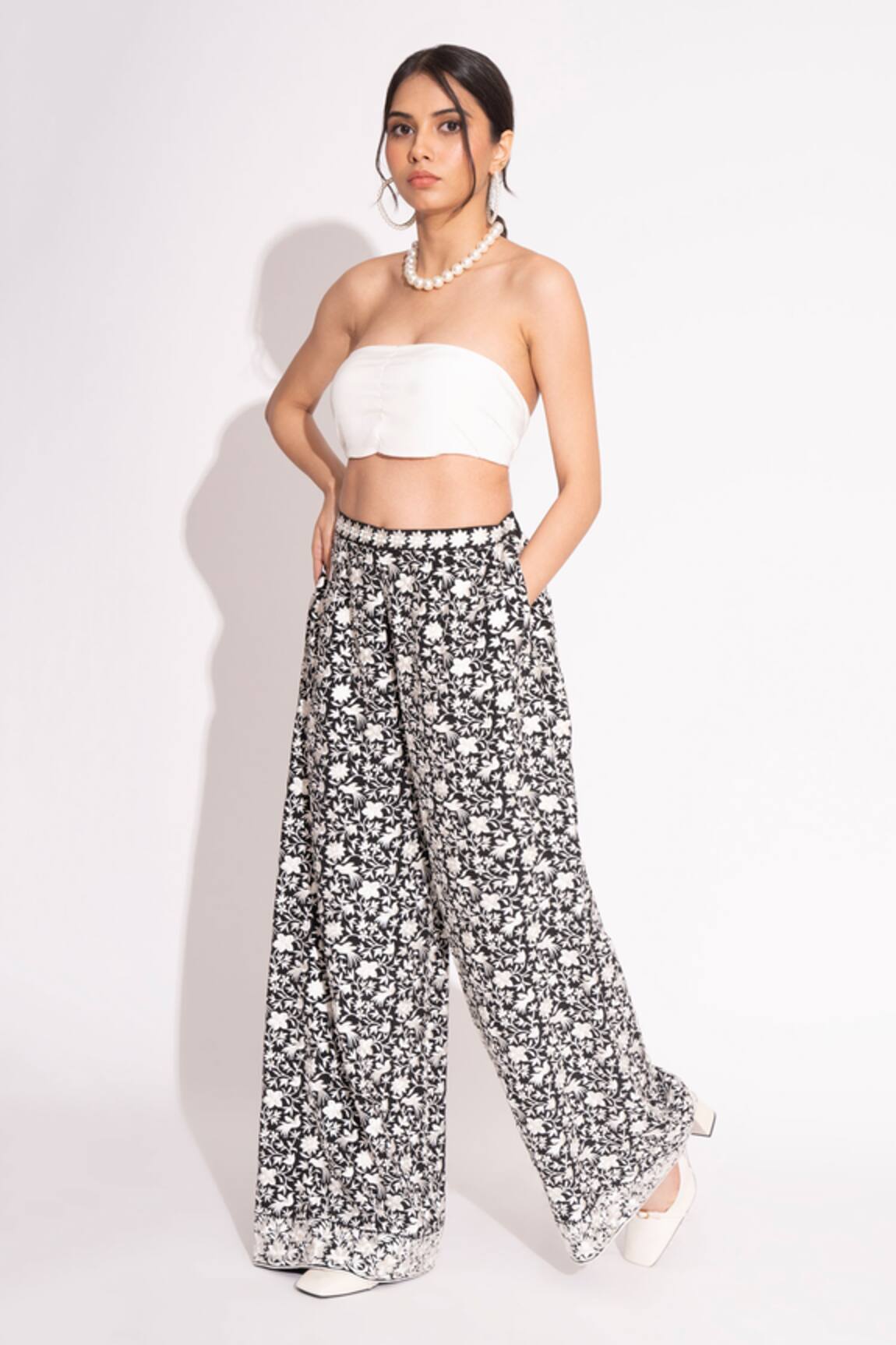 House Of Inari Parsi Garden Embroidered Flared Pant