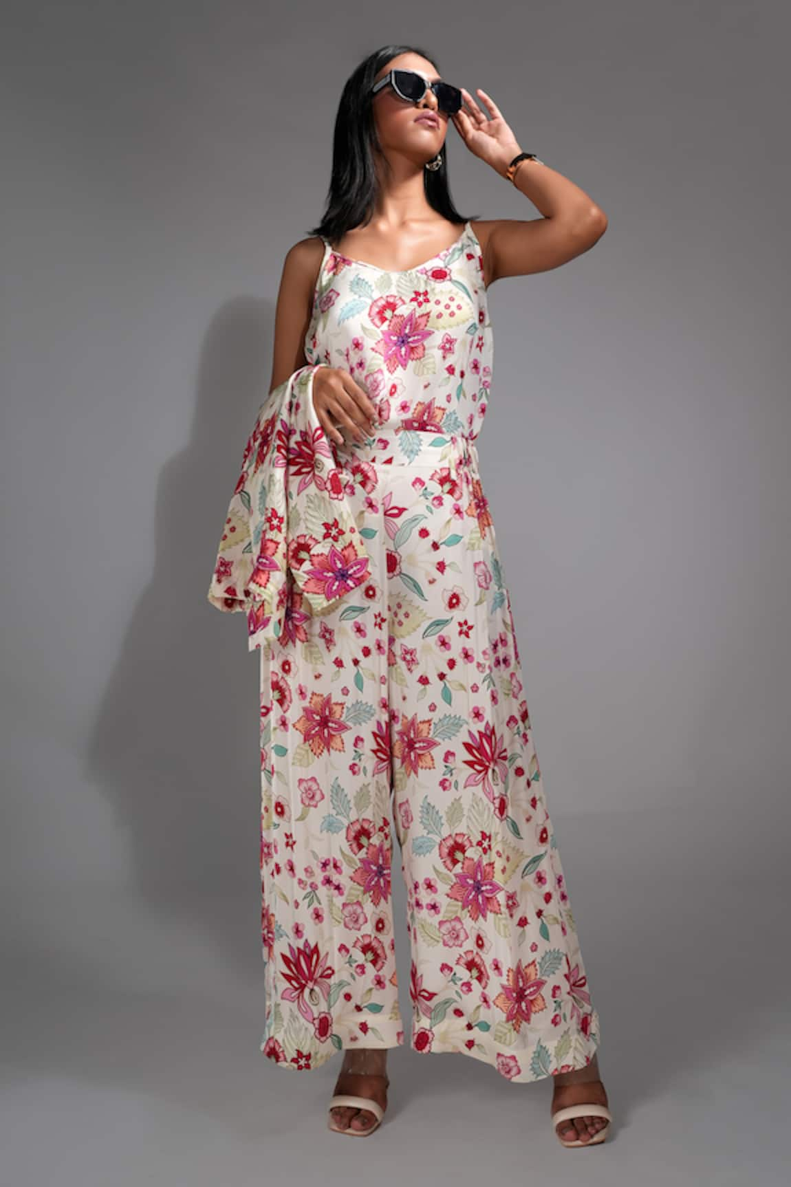 Shruti S Floral Print Jacket Trouser Set