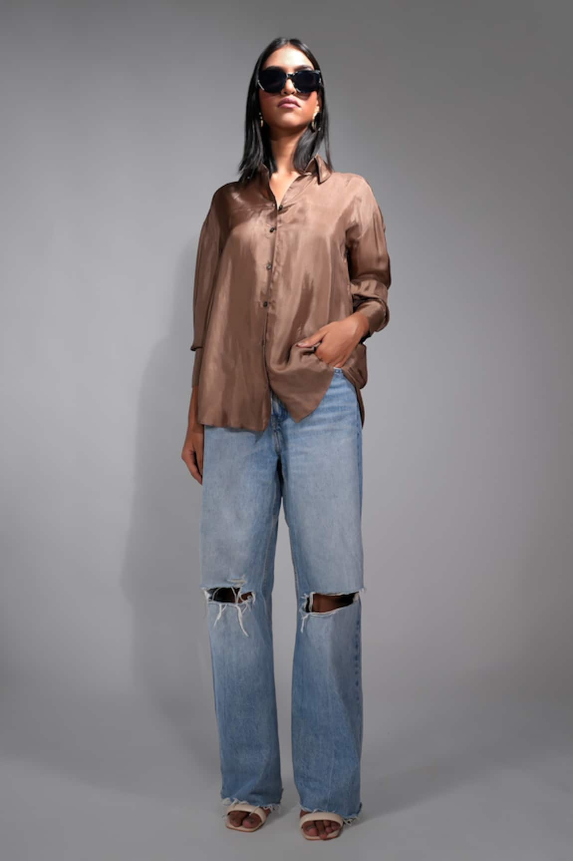 Shruti S Silk Placed Tasselled Shirt