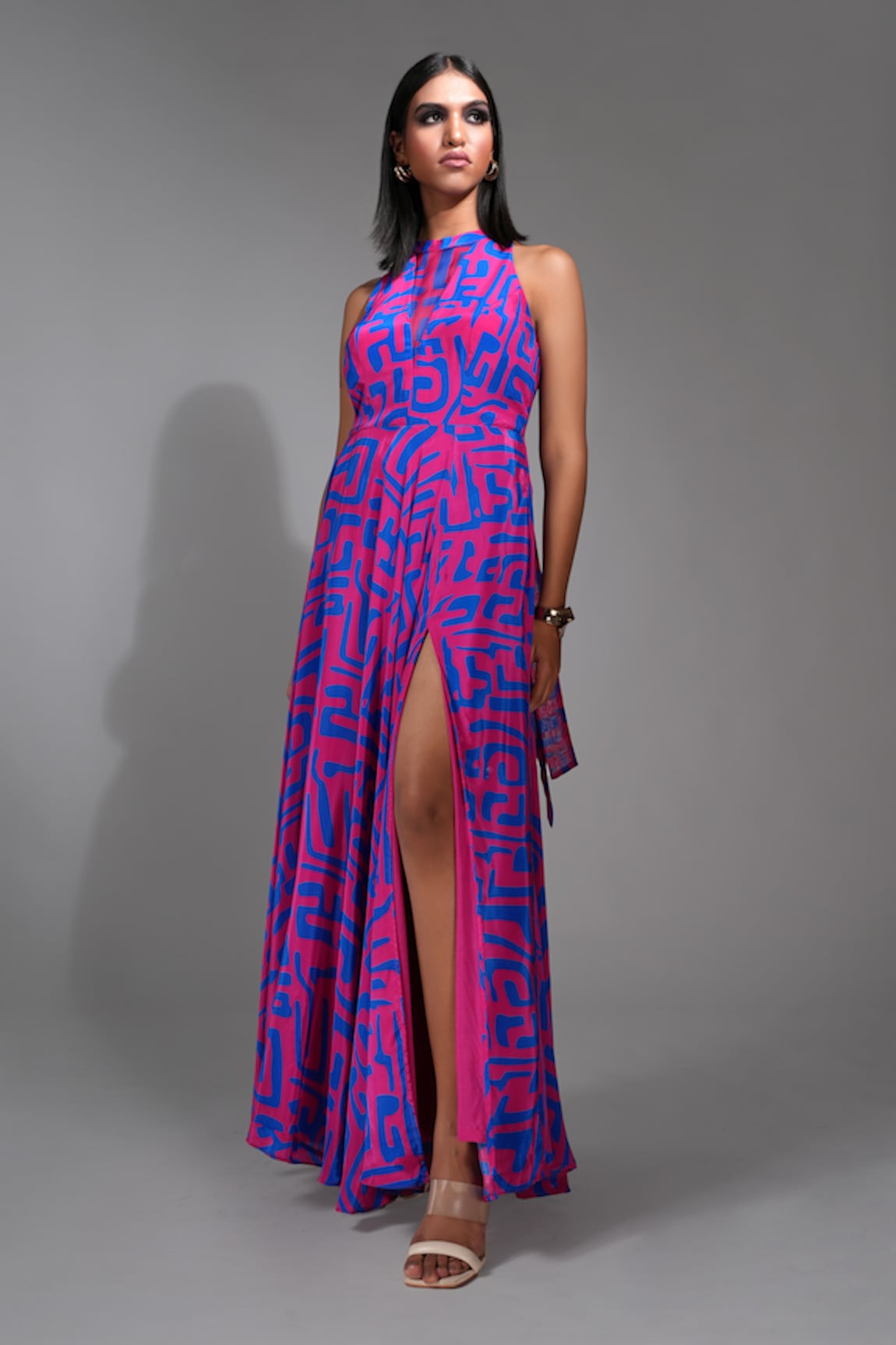 Shruti S Slit Geometric Print Dress