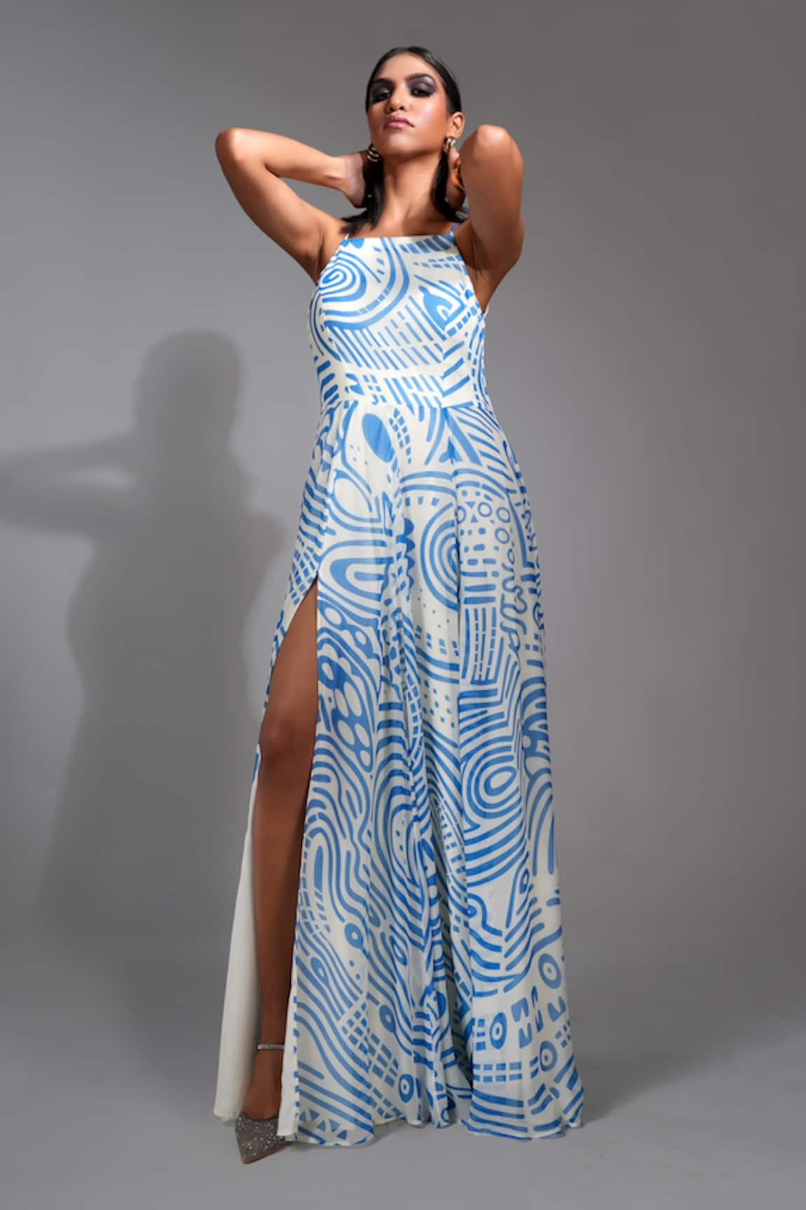 Shruti S Wave Print Slit Dress