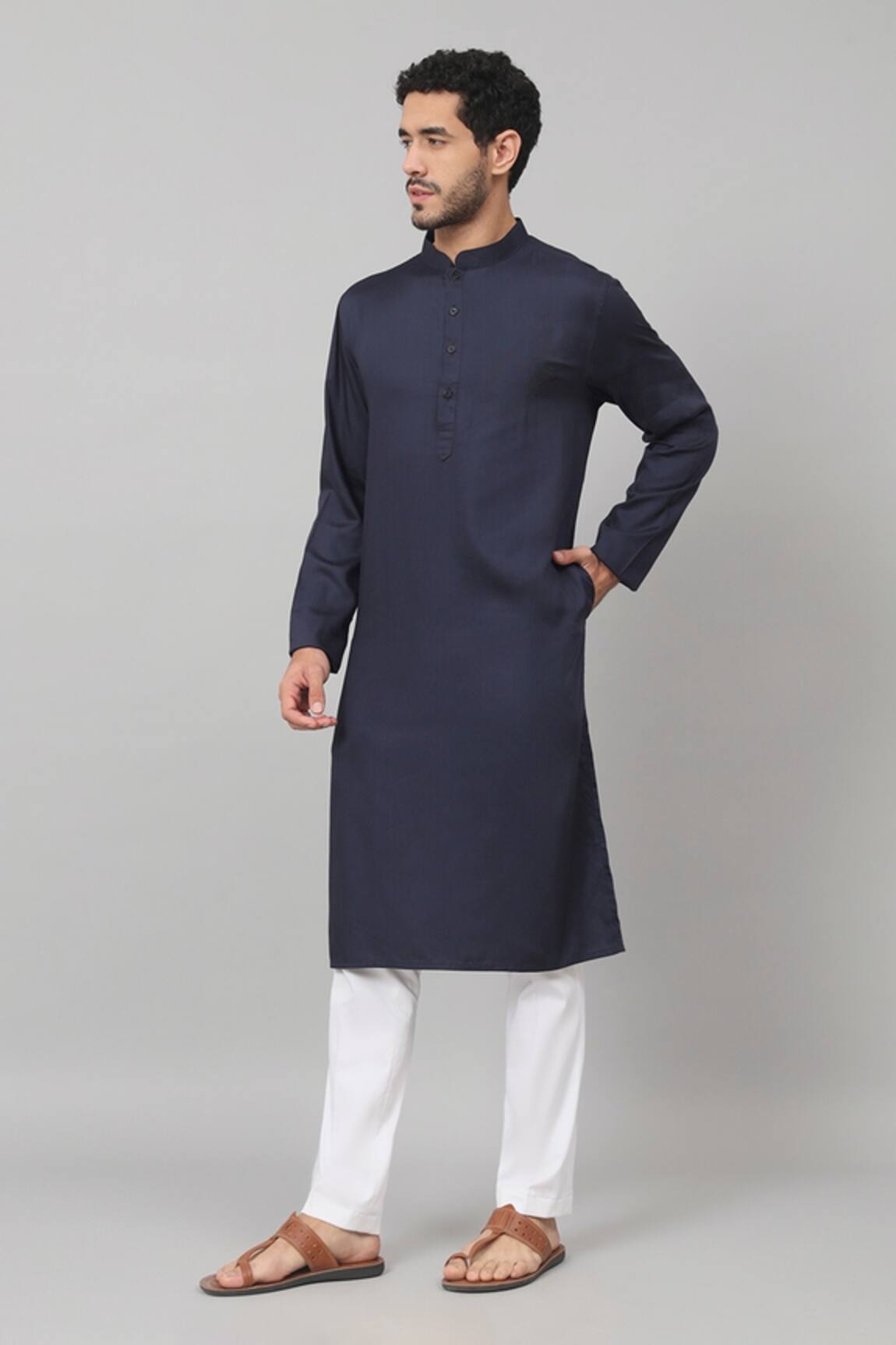 Hilo Design Giza Cotton Plain Kurta