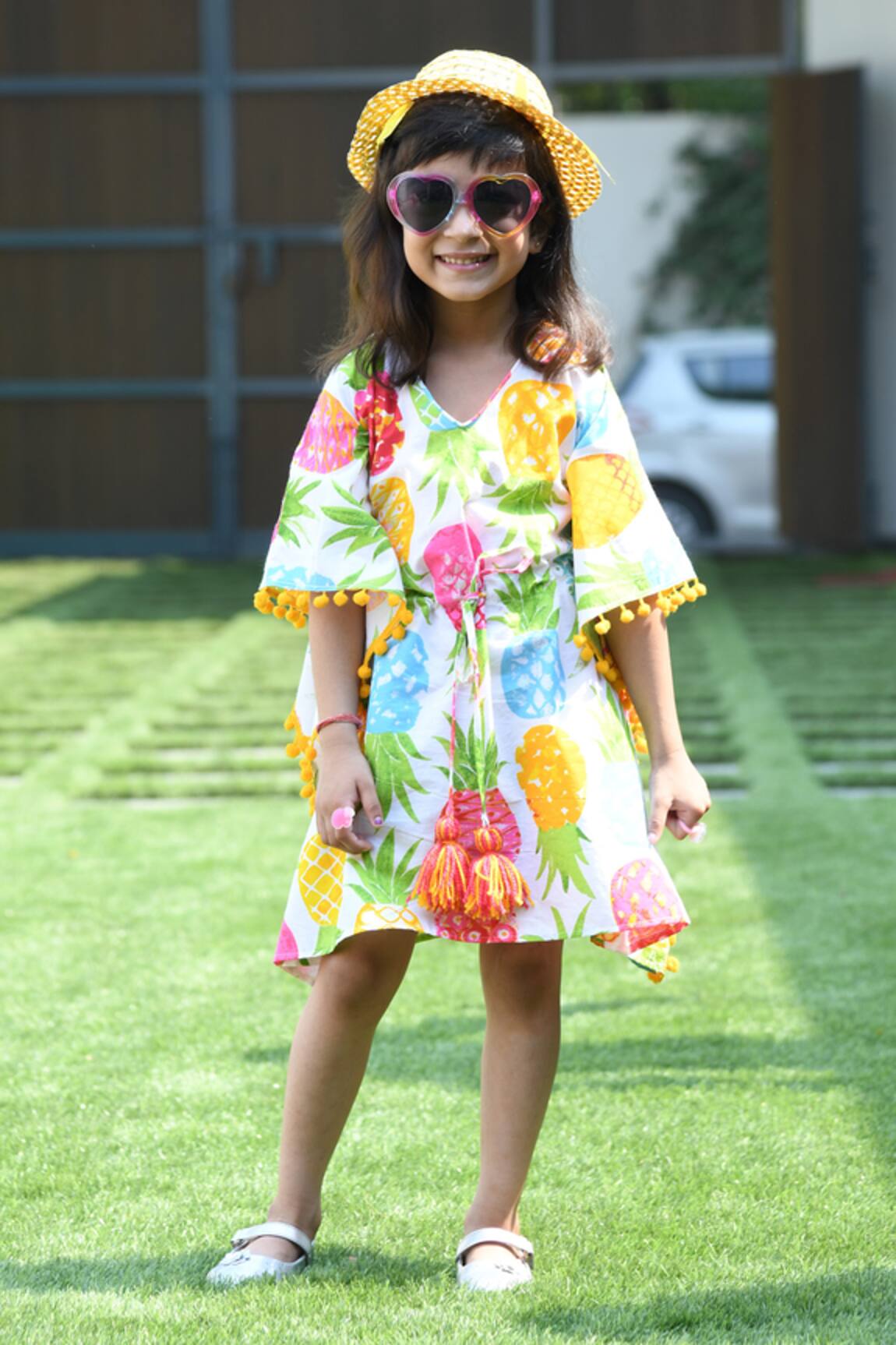 APRICOTKIDS Pineapple Print Cotton Kaftan Dress