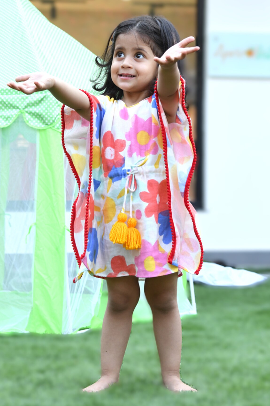 APRICOTKIDS Floral Print Cotton Kaftan Dress