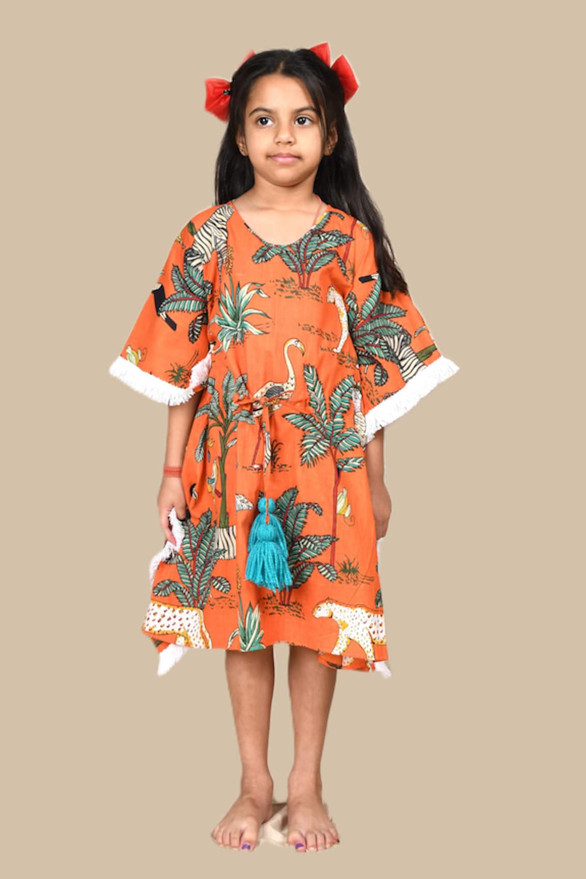APRICOTKIDS Safari Print Cotton Kaftan Dress