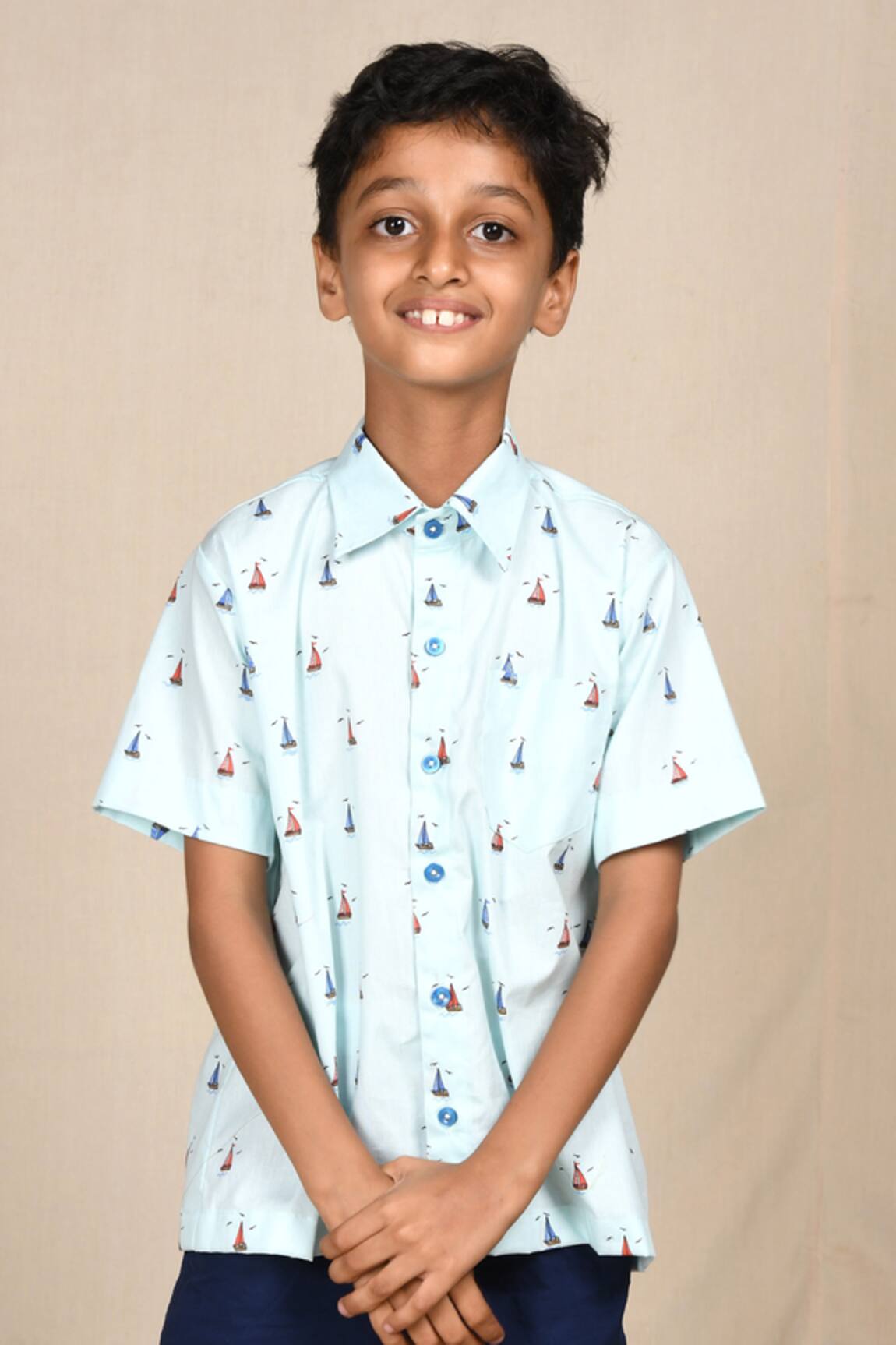 APRICOTKIDS Sail Away Print Cotton Shirt