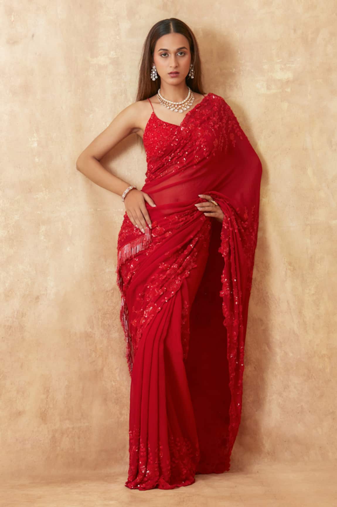 Premya By Manishii Floral Jaal Embroidered Saree With Blouse