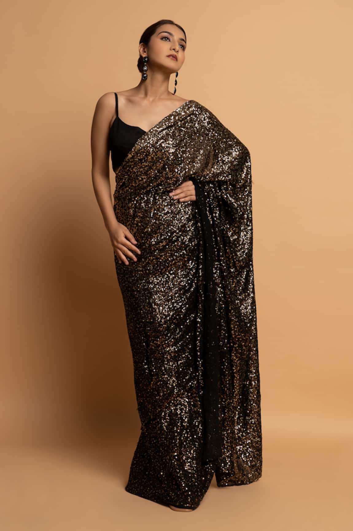 Dajwaree Pre-Draped Sequin Work Saree With Blouse