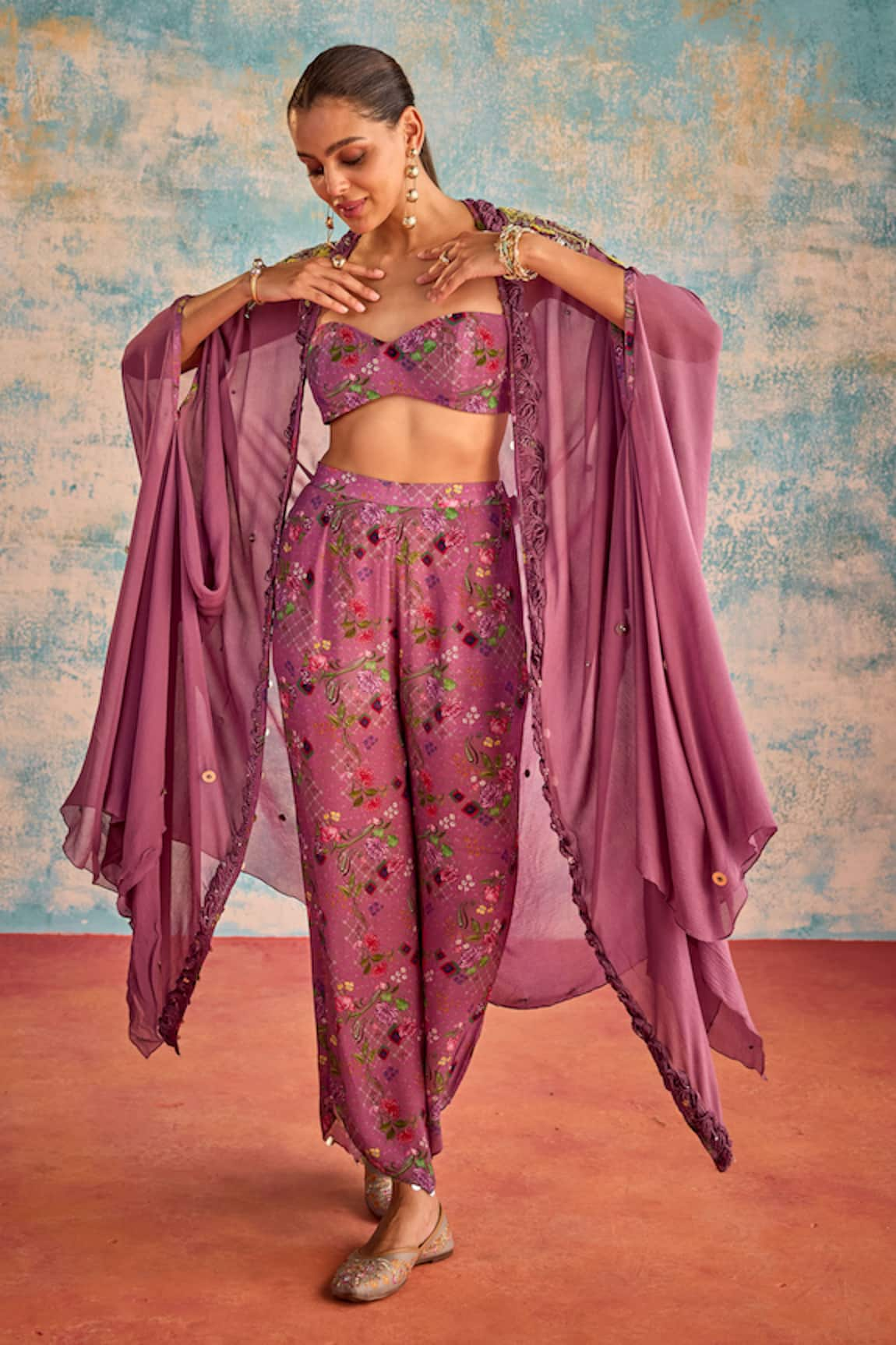 Priyanka Singh Abstract Patch Embroidered Shrug Pant Set