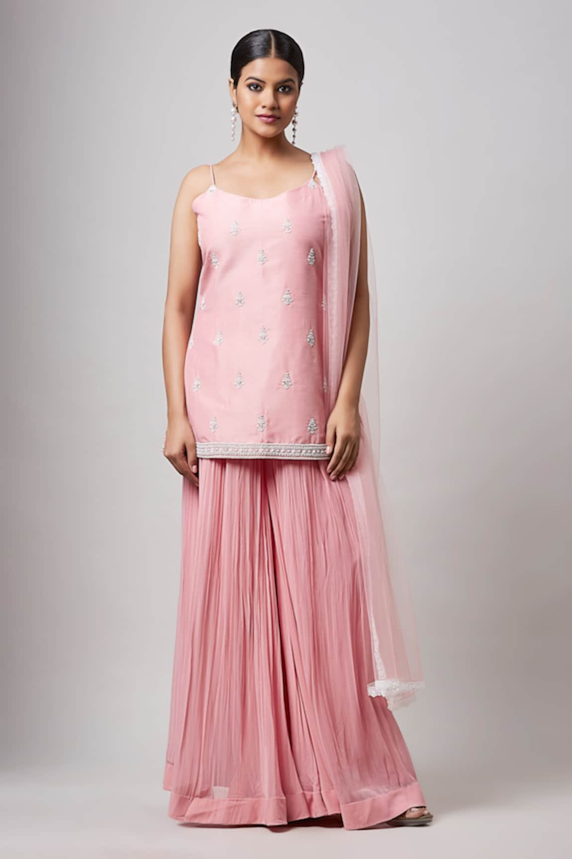 Sanjev Marwaaha Pearl Embroidered Kurta Sharara Set