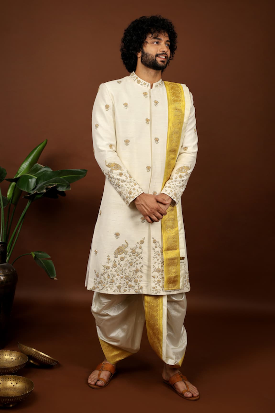 Hilo Design Oro Embroidered Sherwani Dhoti Pant Set