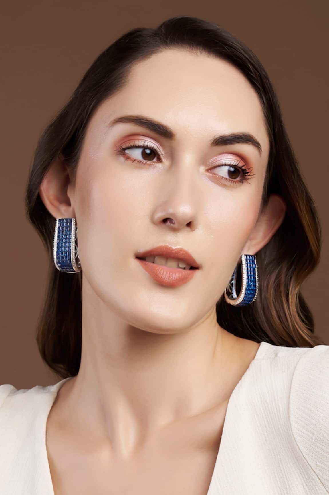 The Jewel Factor Azure Crystal Hoop Earrings