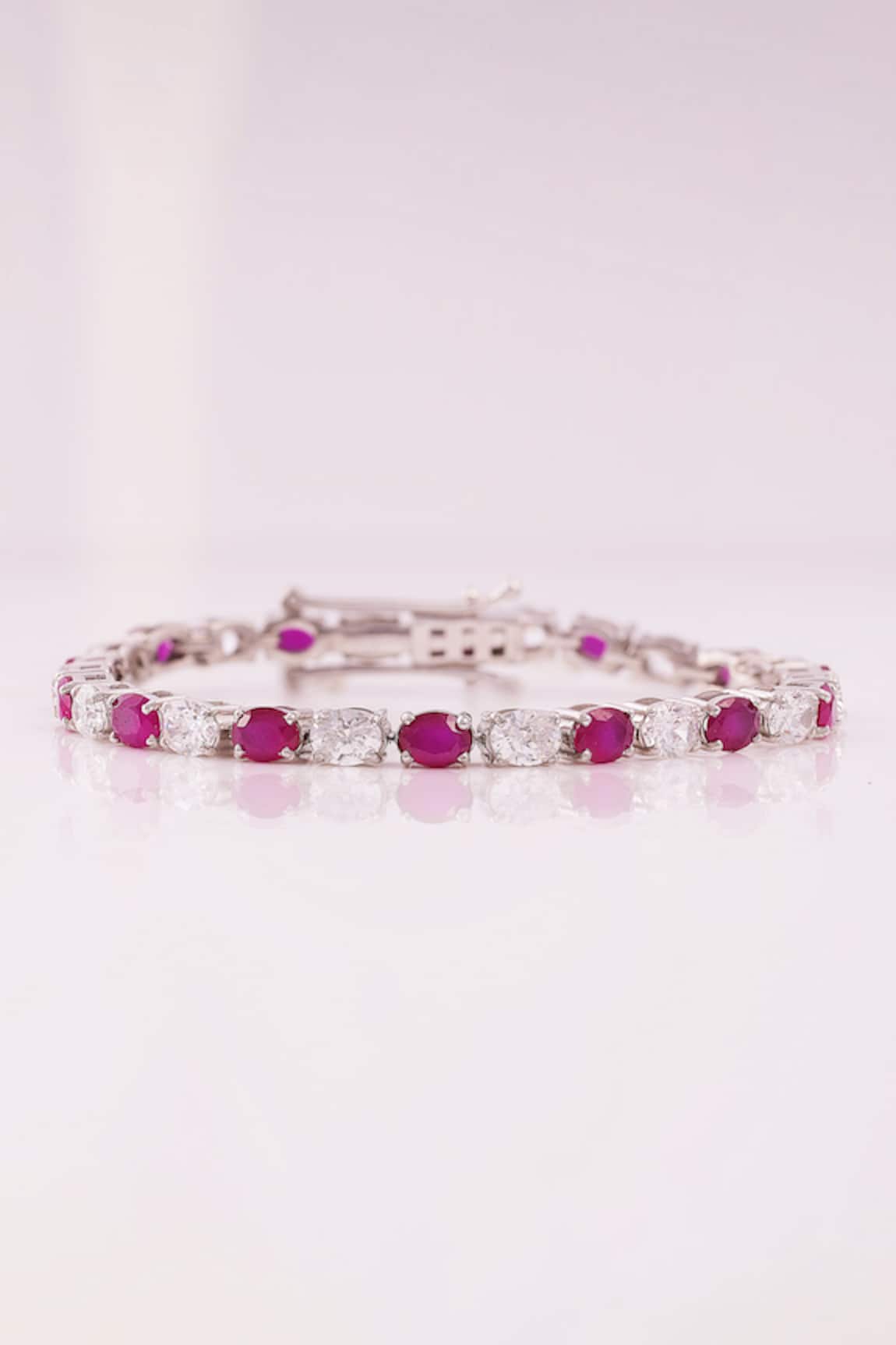 Prata Alea Ruby Stone Tennis Bracelet 
