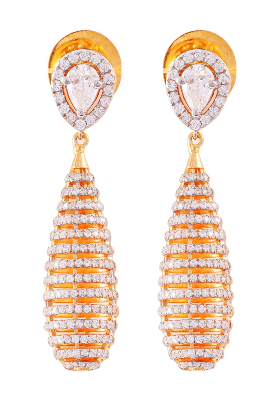 Prata Vortex Stone Studded Danglers