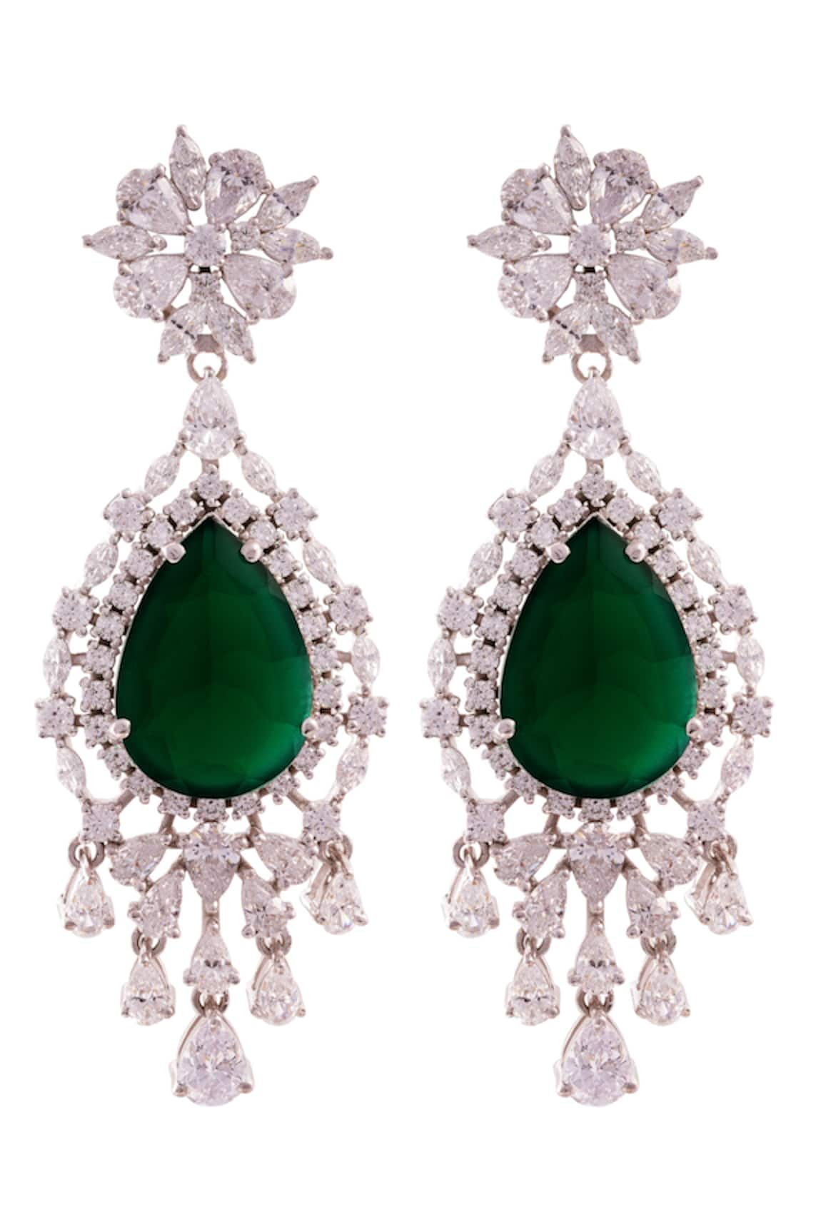 PRATA Empress Floral Drop Stone Earrings