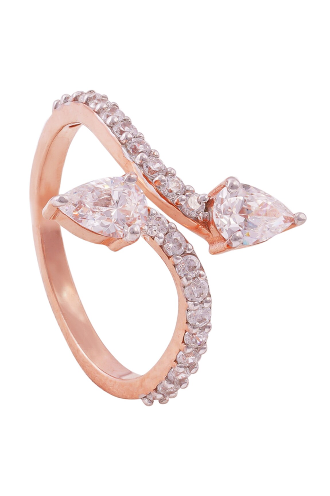 PRATA Avec Deux Pear Embellished Ring