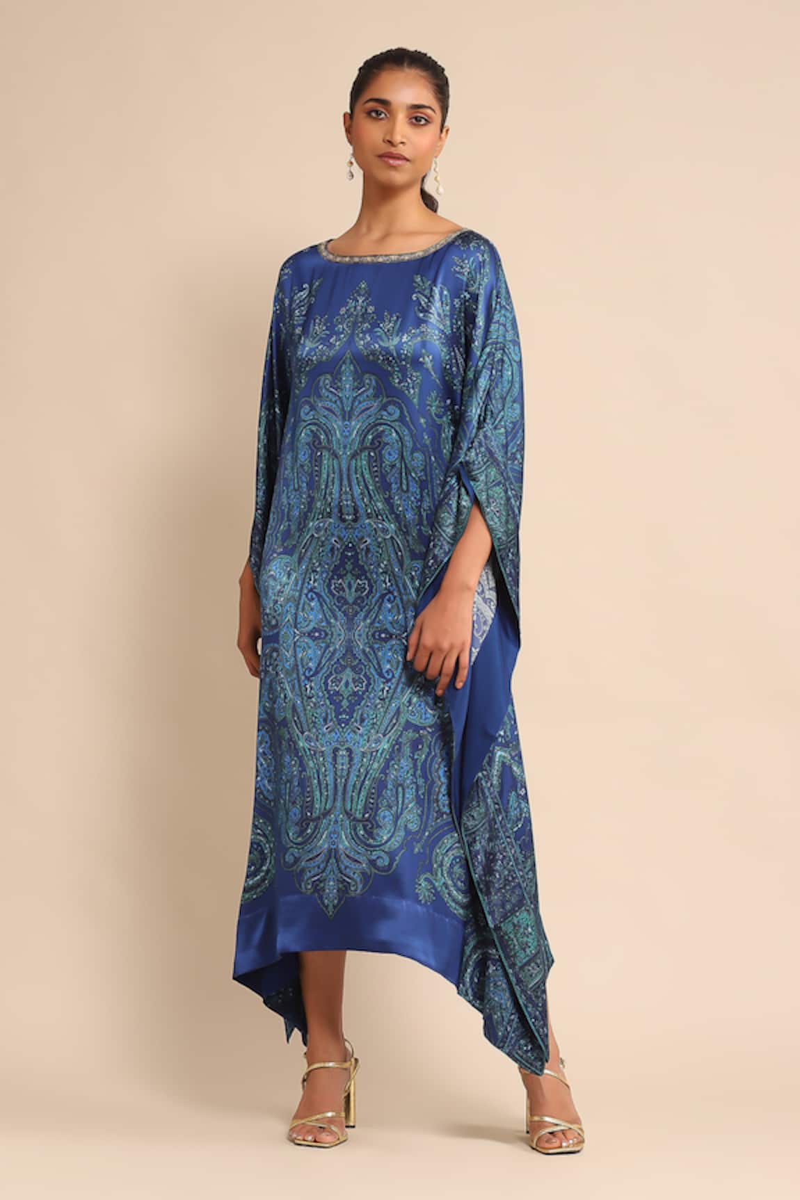 Ritu Kumar Mandana Print Silk Satin Kaftan
