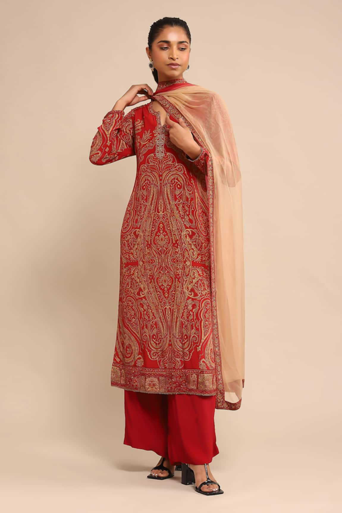 Ritu Kumar Mandana Ornate Bloom Print Kurta Palazzo Set