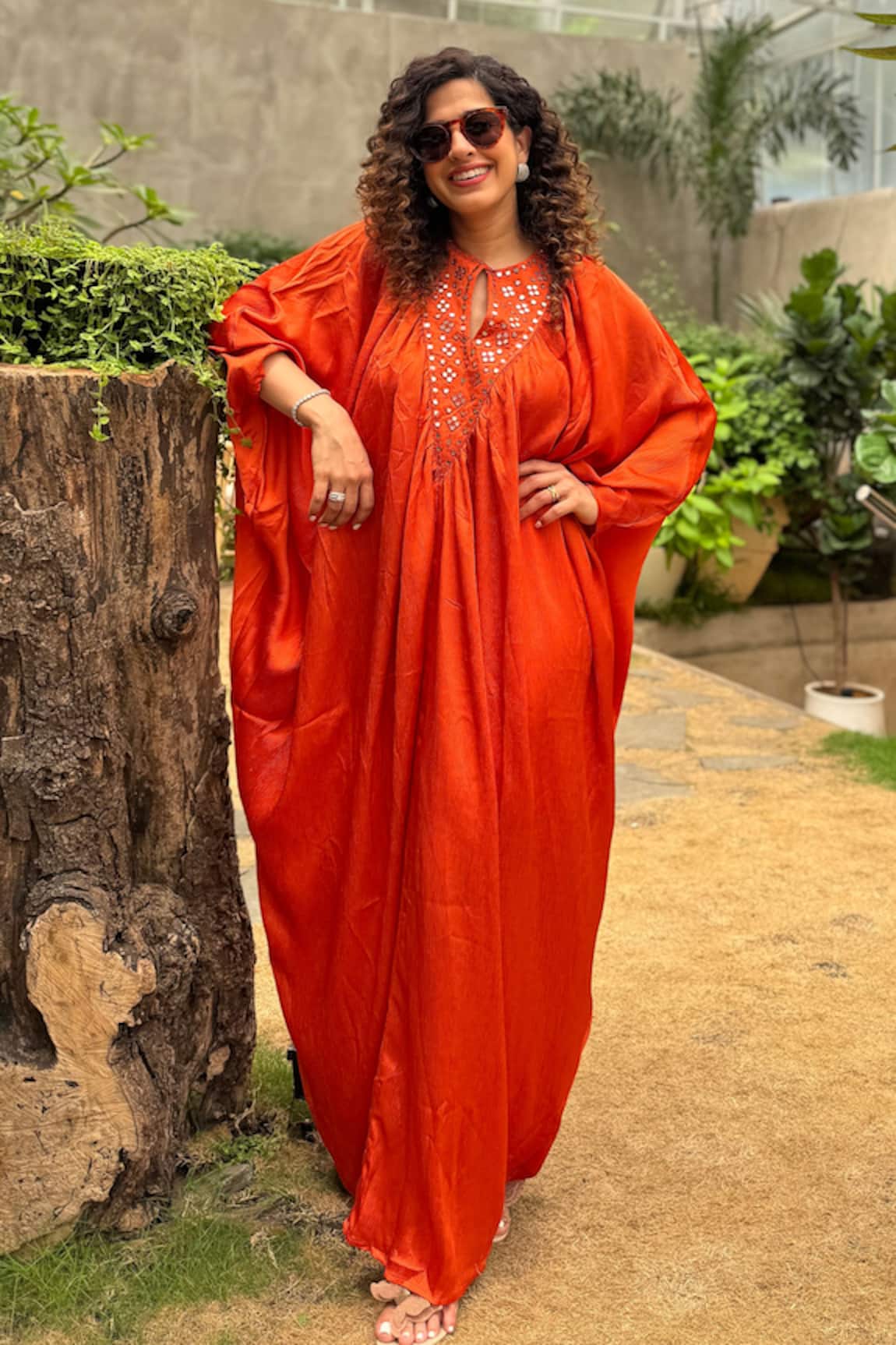 HOUSE OF FETT Spice Pear Mosaic Yoke Embroidered Kaftan 