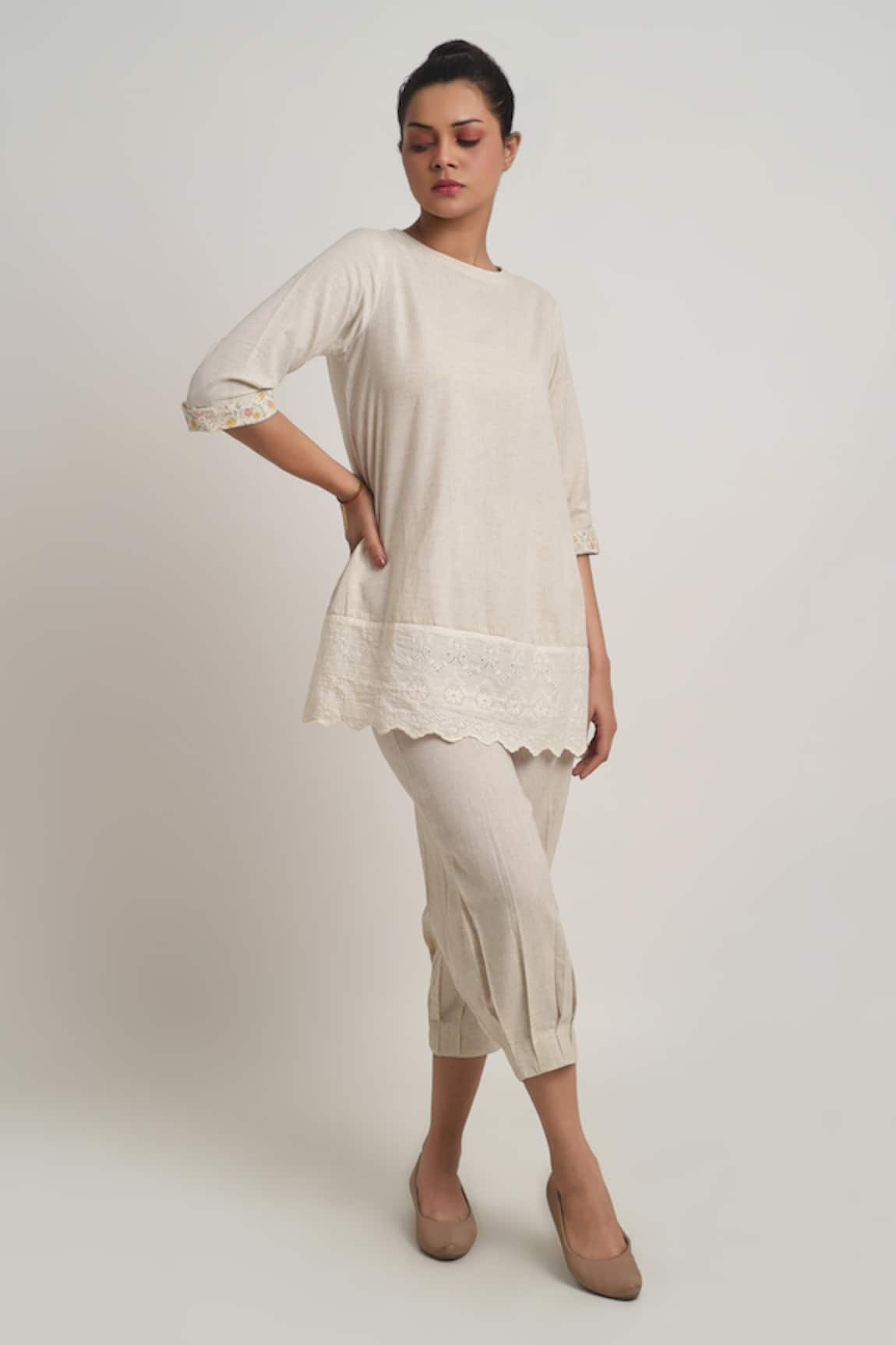 Barahmasi Fika Border Embroidered Kurta & Pant Set