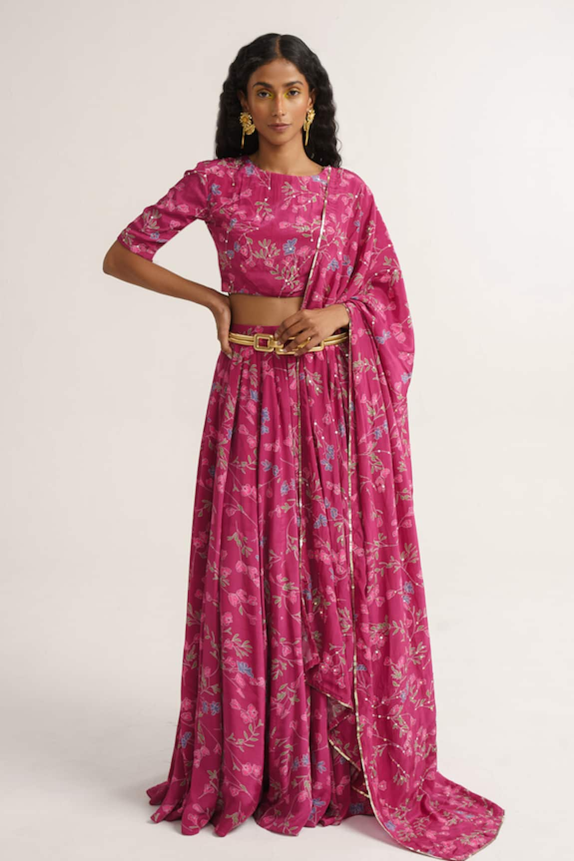 Vishala Shree Rose Vine Print Lehenga Set