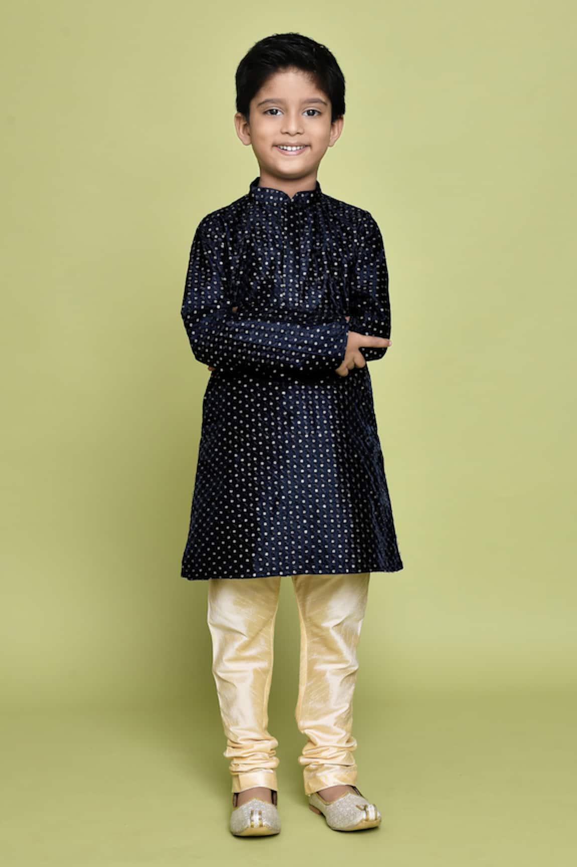 Petite Pomme Sequin Embroidered Kurta & Churidar Set 