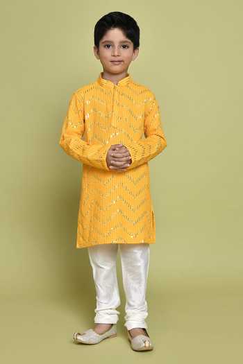 Petite Pomme Sequin Embroidered Straight Kurta 