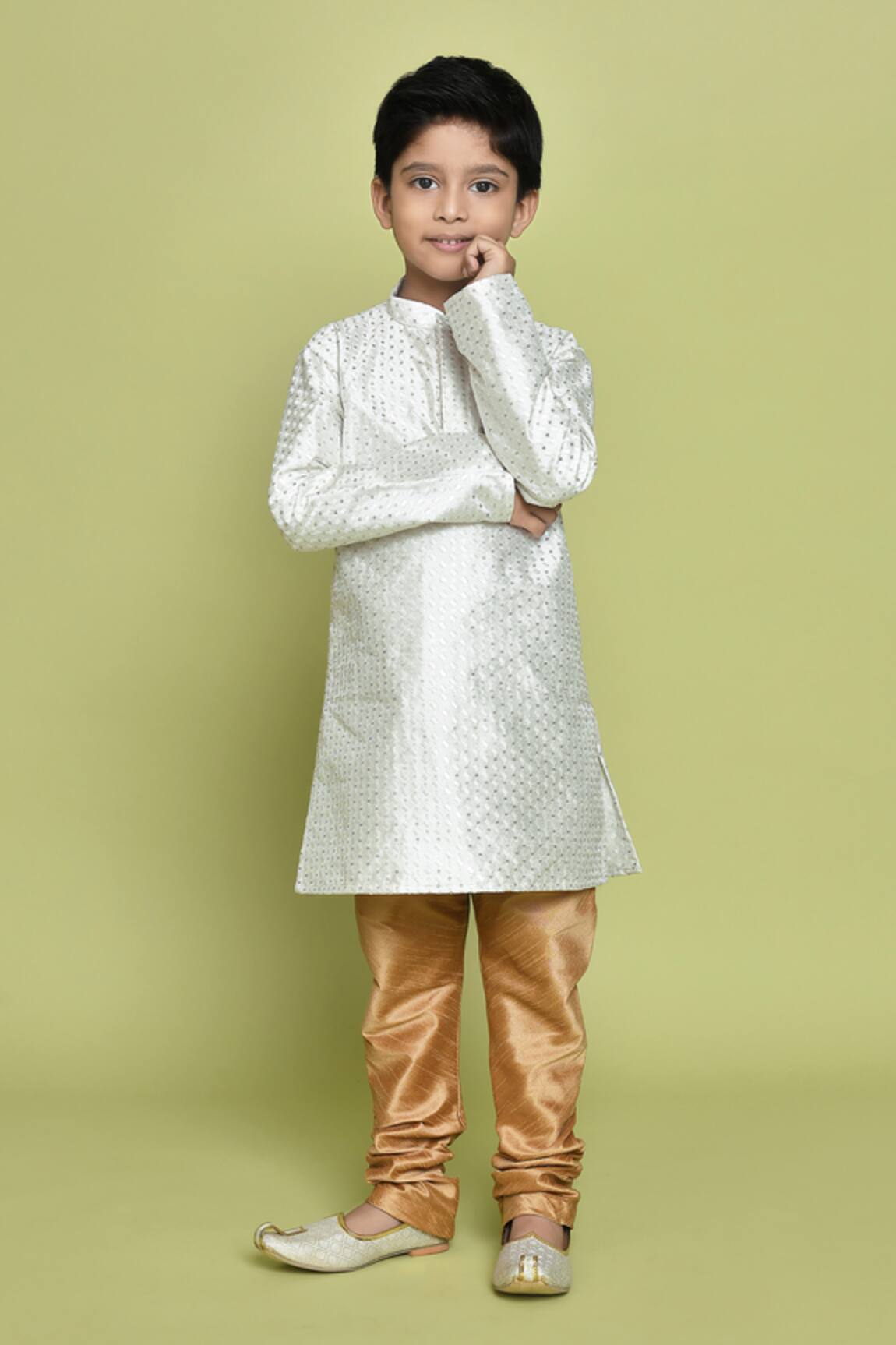 Samyukta Singhania Sequin Thread Embroidered Kurta & Churidar Set 