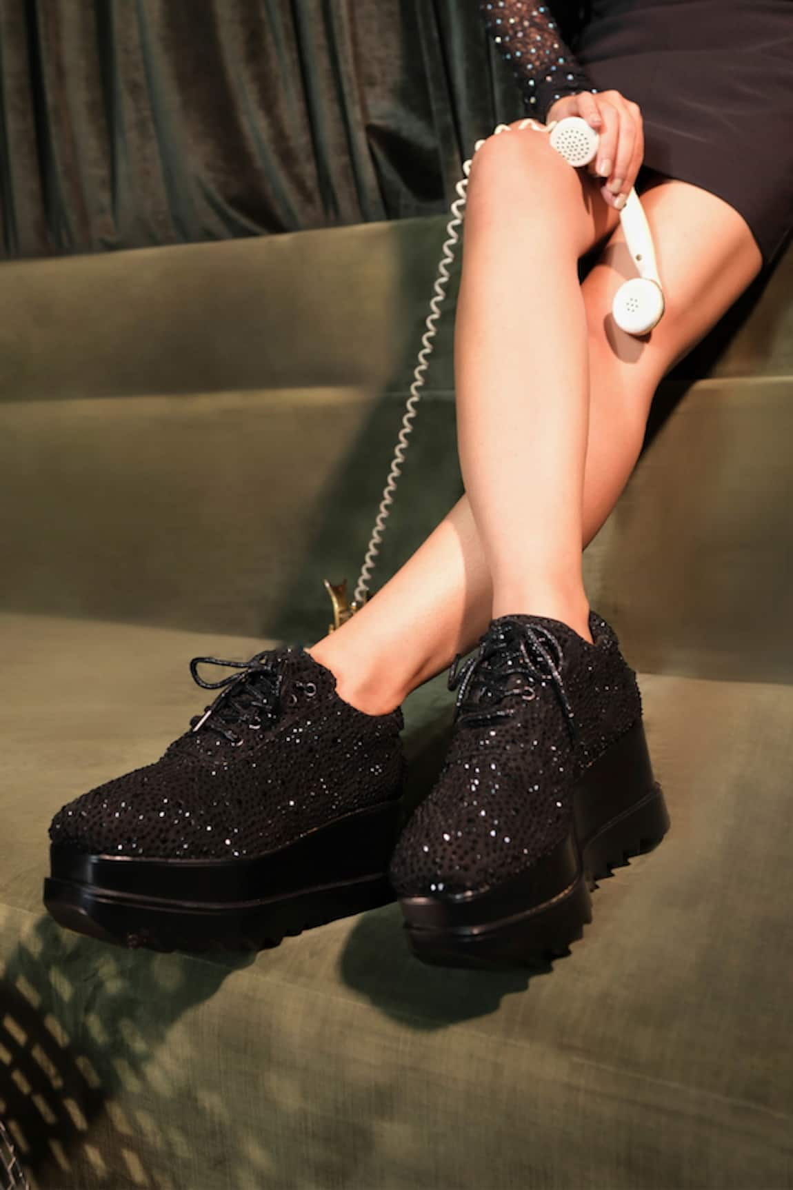 Anaar Pop Rocks Rhinestone Embellished Wedge Sneakers