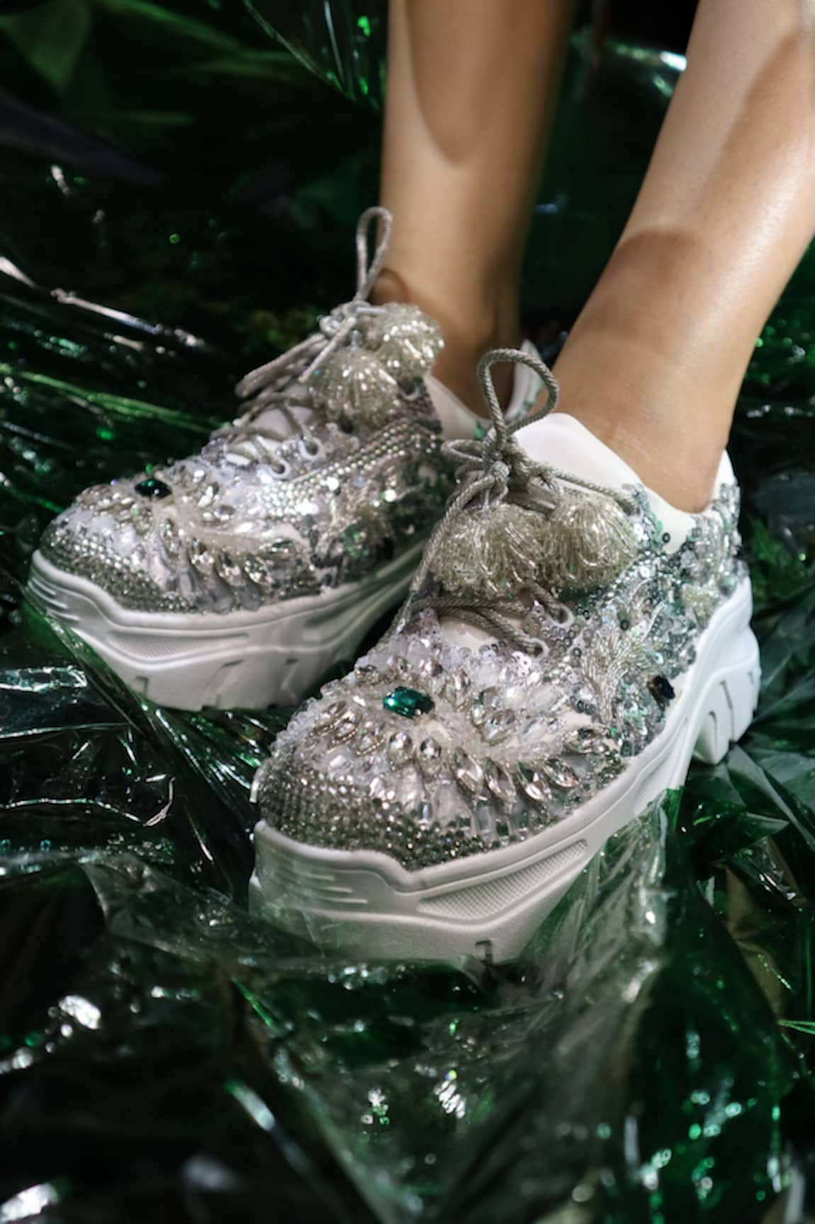 Chal Jooti Stardust Nebula Floral Embellished Sneakers