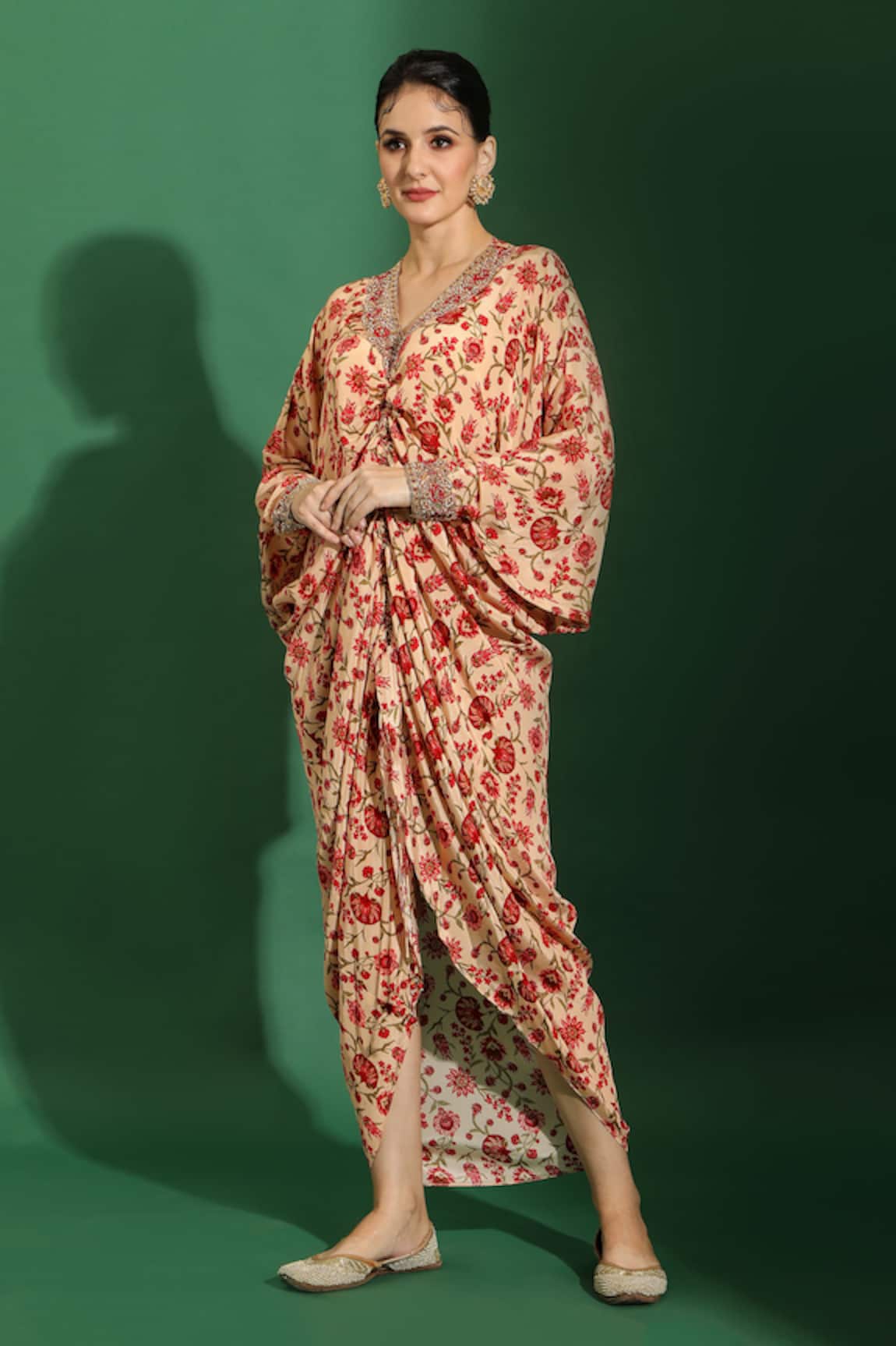 Shreya J Label Floral Print Cinched Front Dress