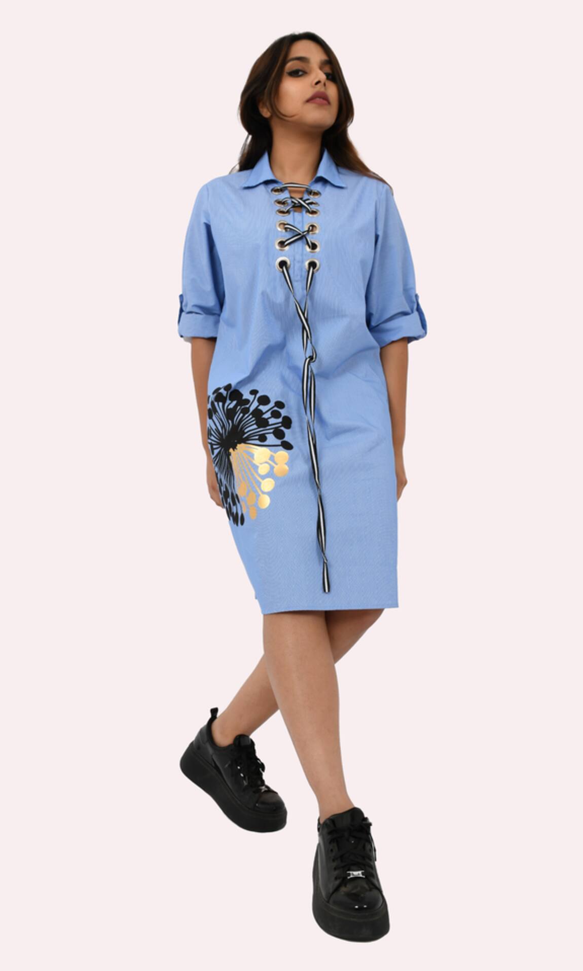 Richaa Goenka Eyelet Front Placket Cotton Dress