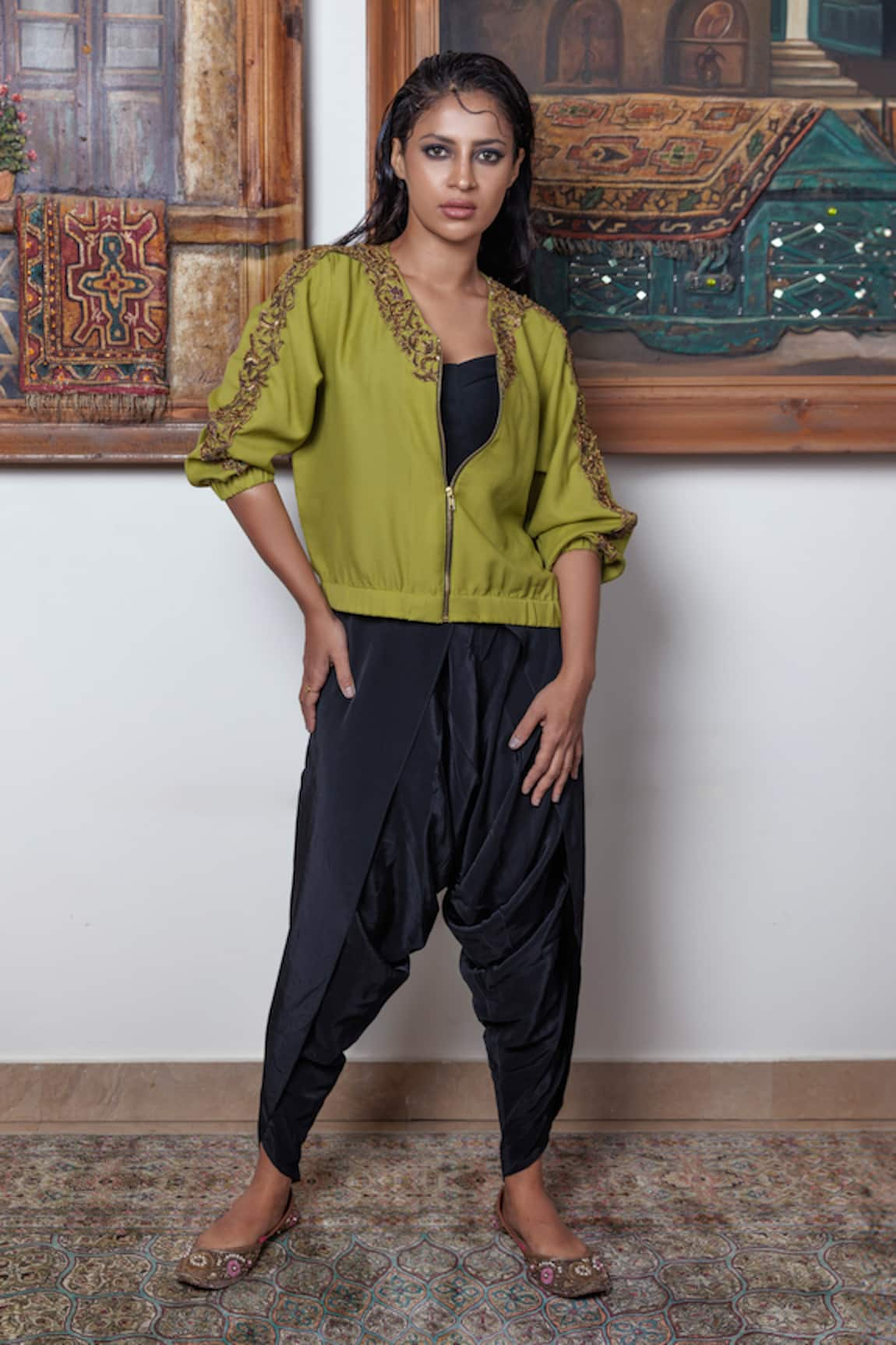 Richaa Goenka Sleeve Embroidered Bomber Jacket