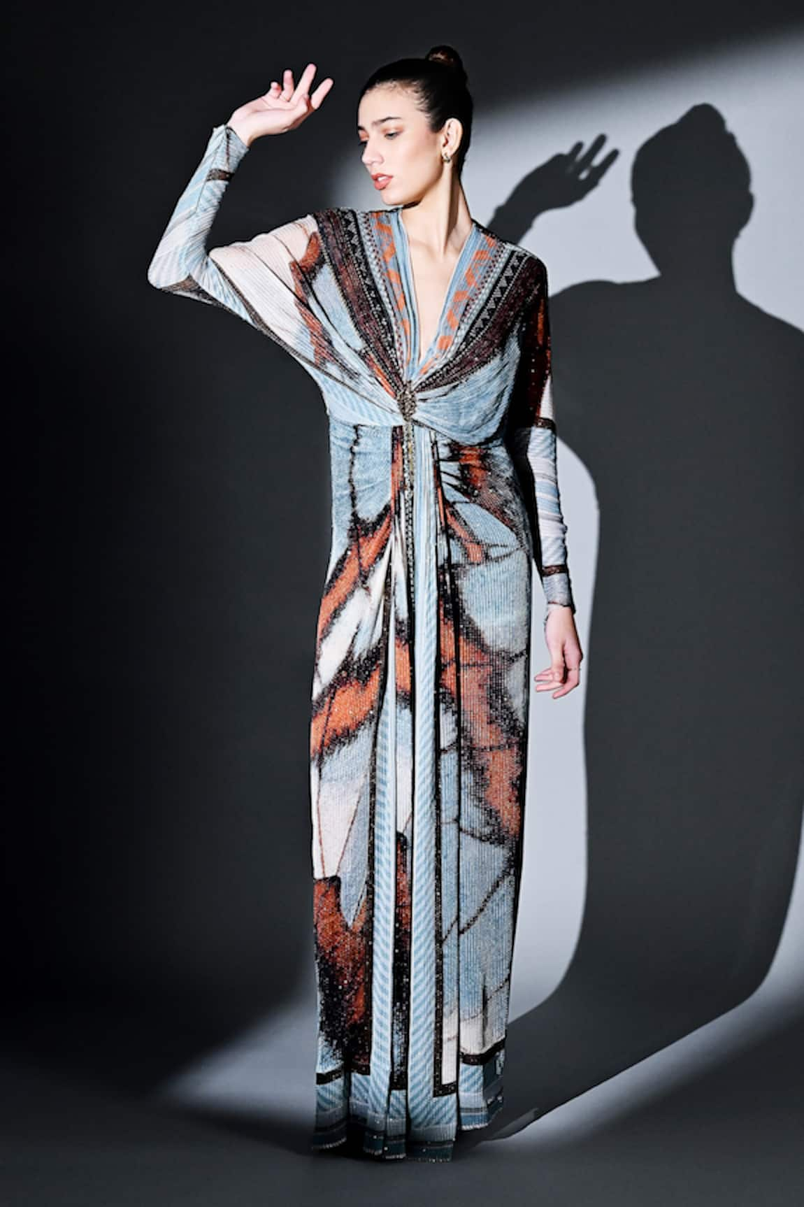 Nikita Mhaisalkar Butterfly Pattern Draped Dress