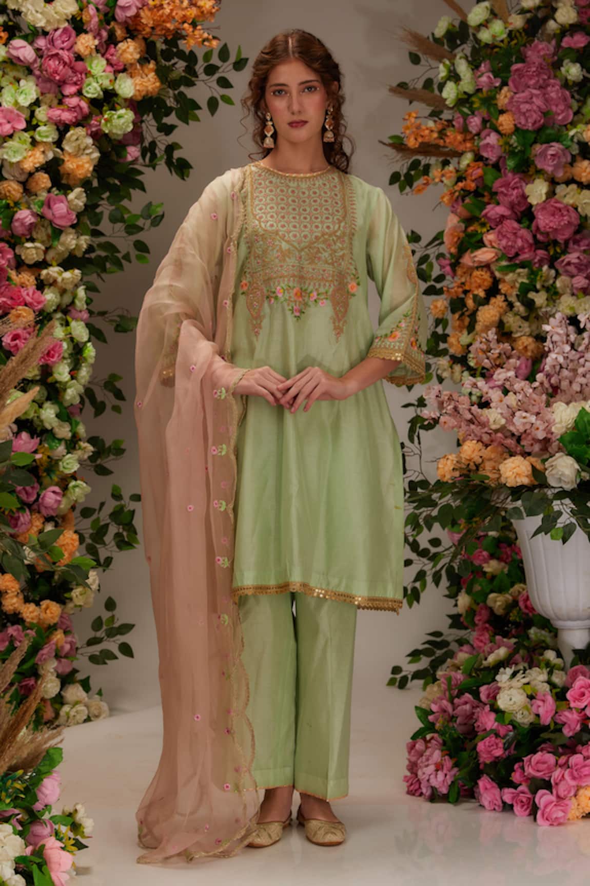 Preeti S Kapoor Floral Embroidered Kurta Pant Set