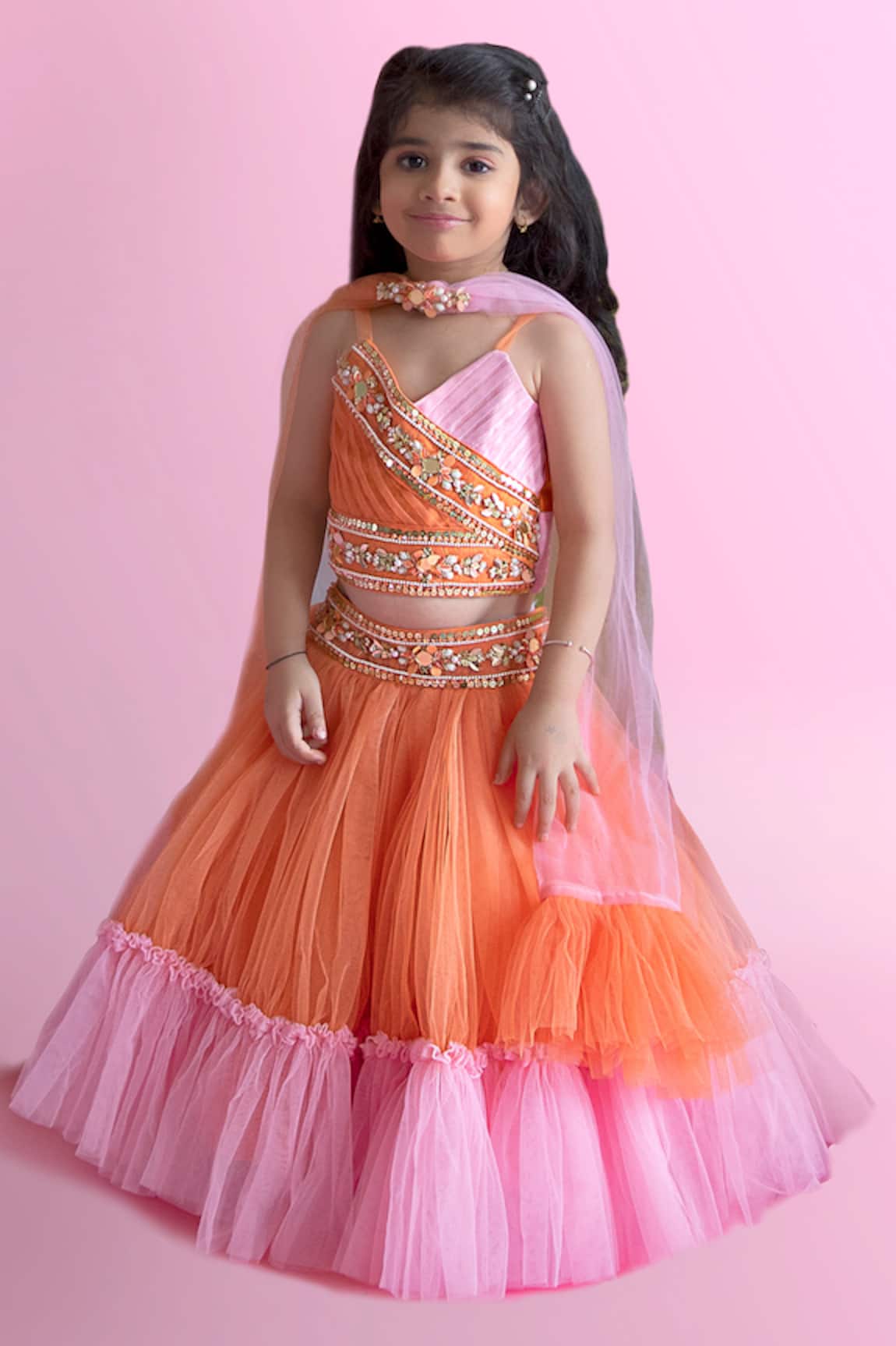Kirti Agarwal - Pret N Couture Pleated Bead Embroidered Lehenga Set 