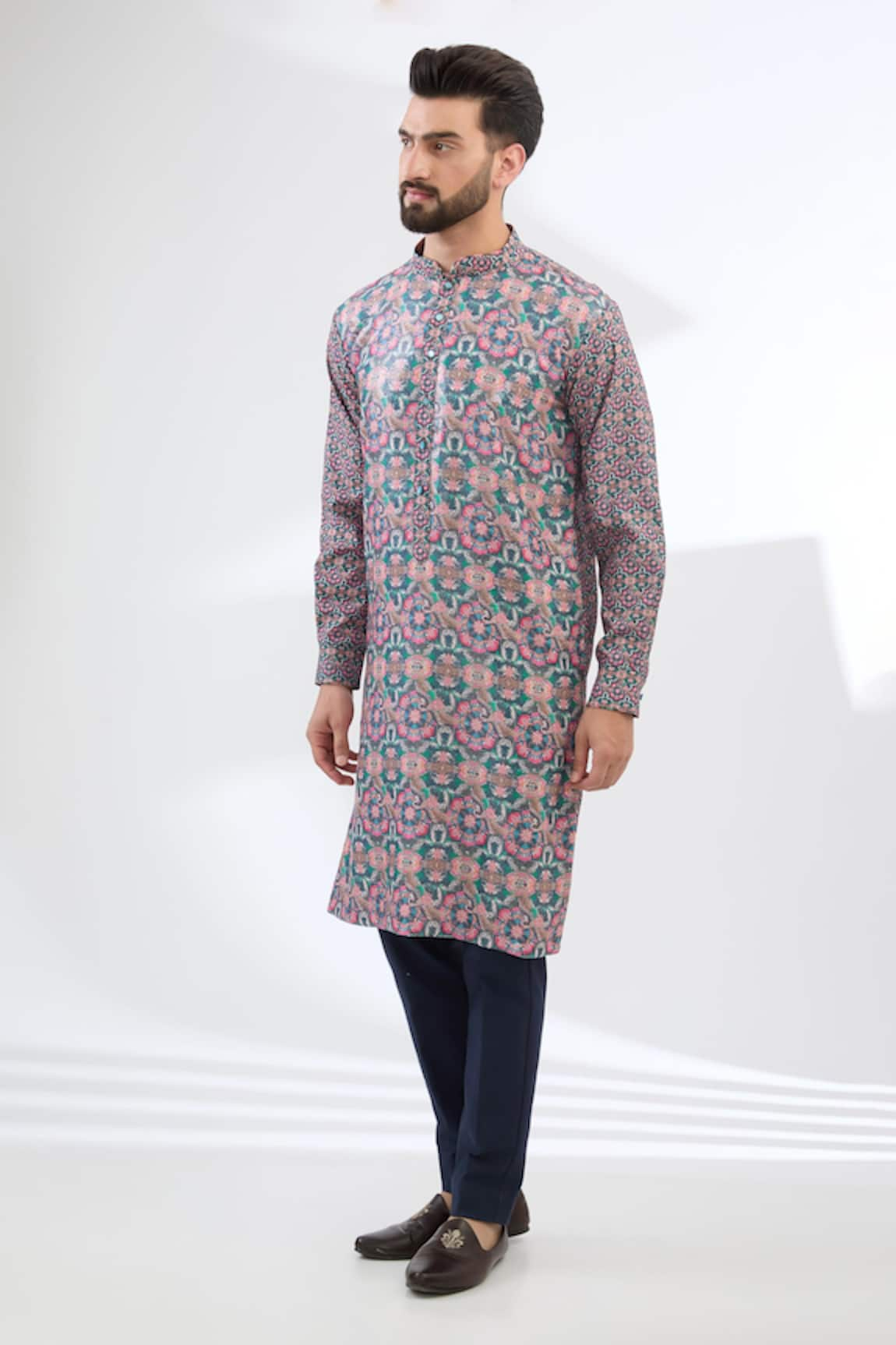 Rabani & Rakha Swan Print Kurta & Pant Set