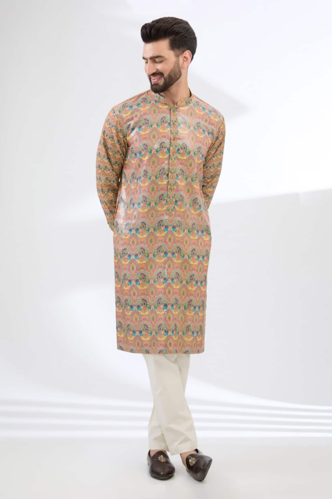 Rabani & Rakha Elephant Print Kurta & Pant Set