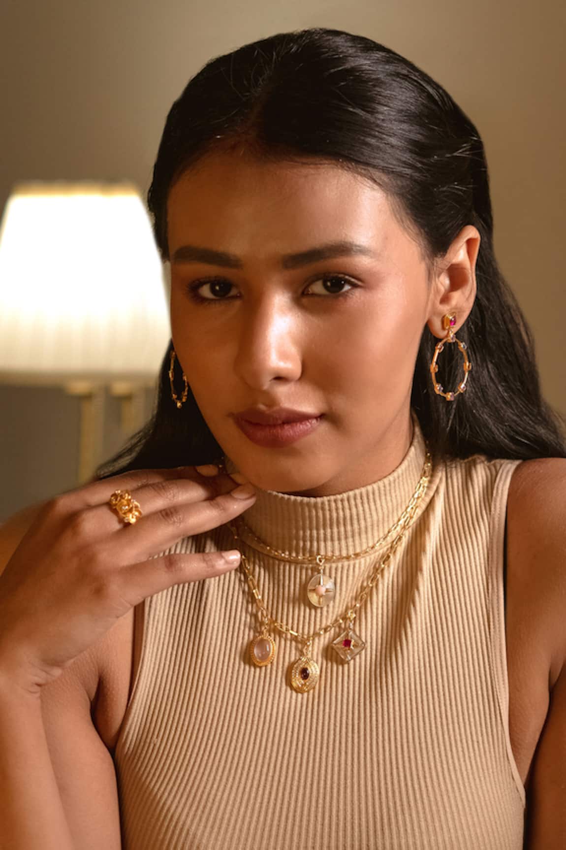Ruuh Studios Gemstone Embellished Hoops 