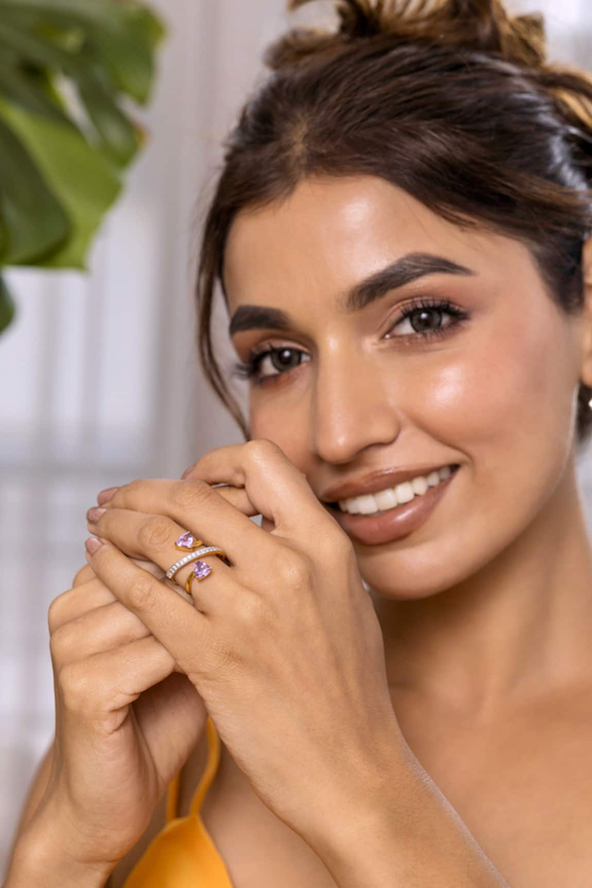 Ruuh Studios Cross-Over Gemstone Embellished Ring