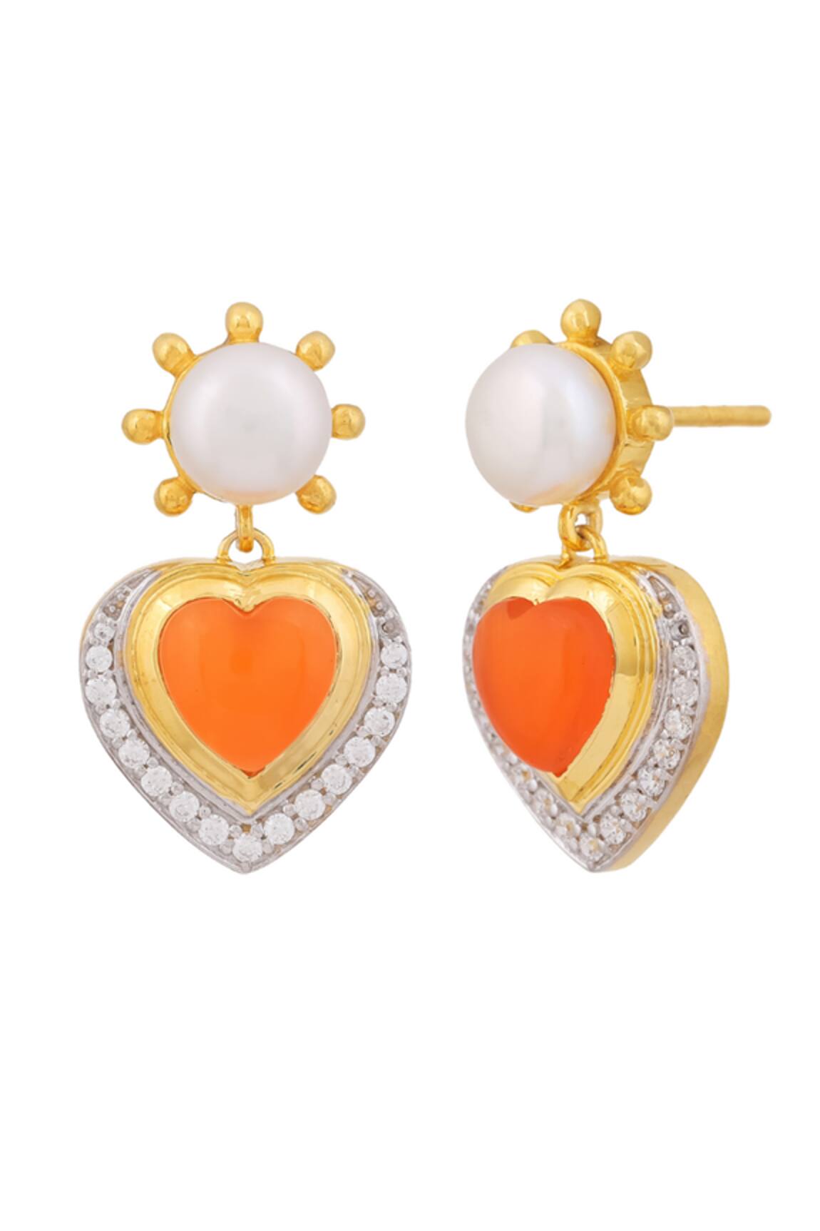 Ruuh Studios Heart Shaped Embellished Earrings