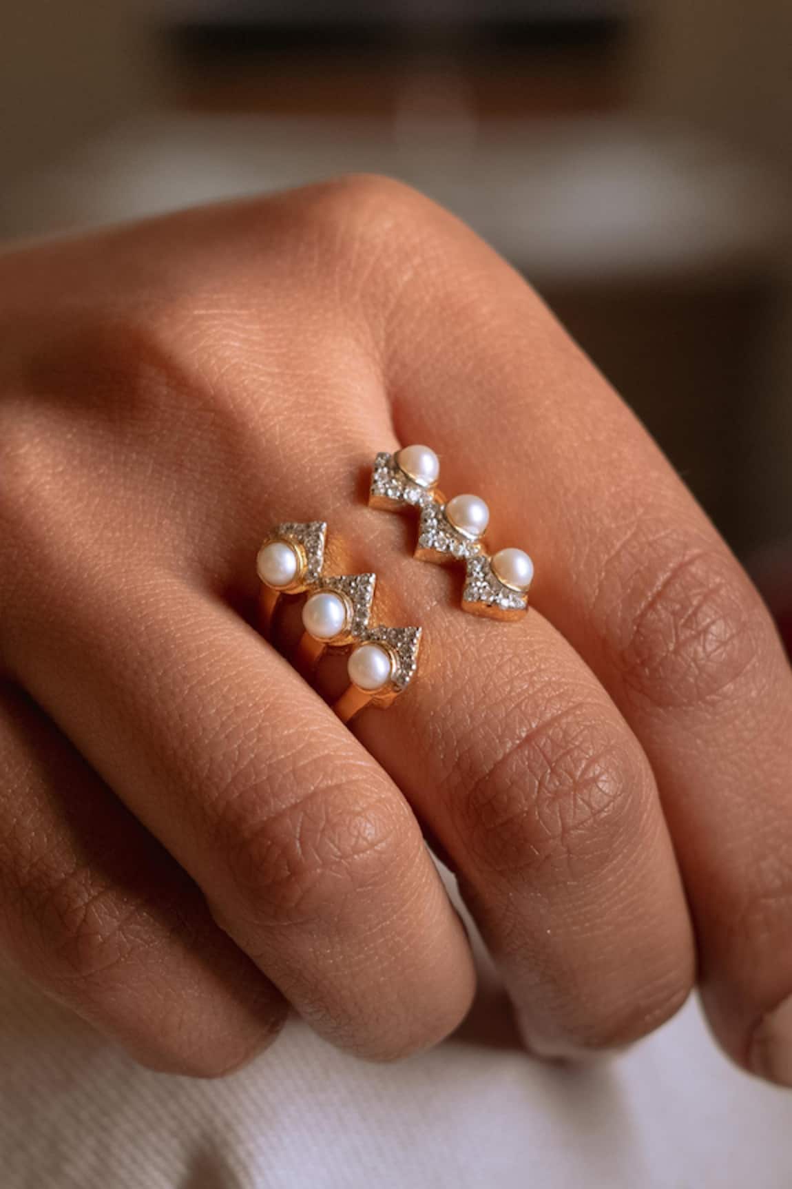 Ruuh Studios Freshwater Pearl Embellished Ring