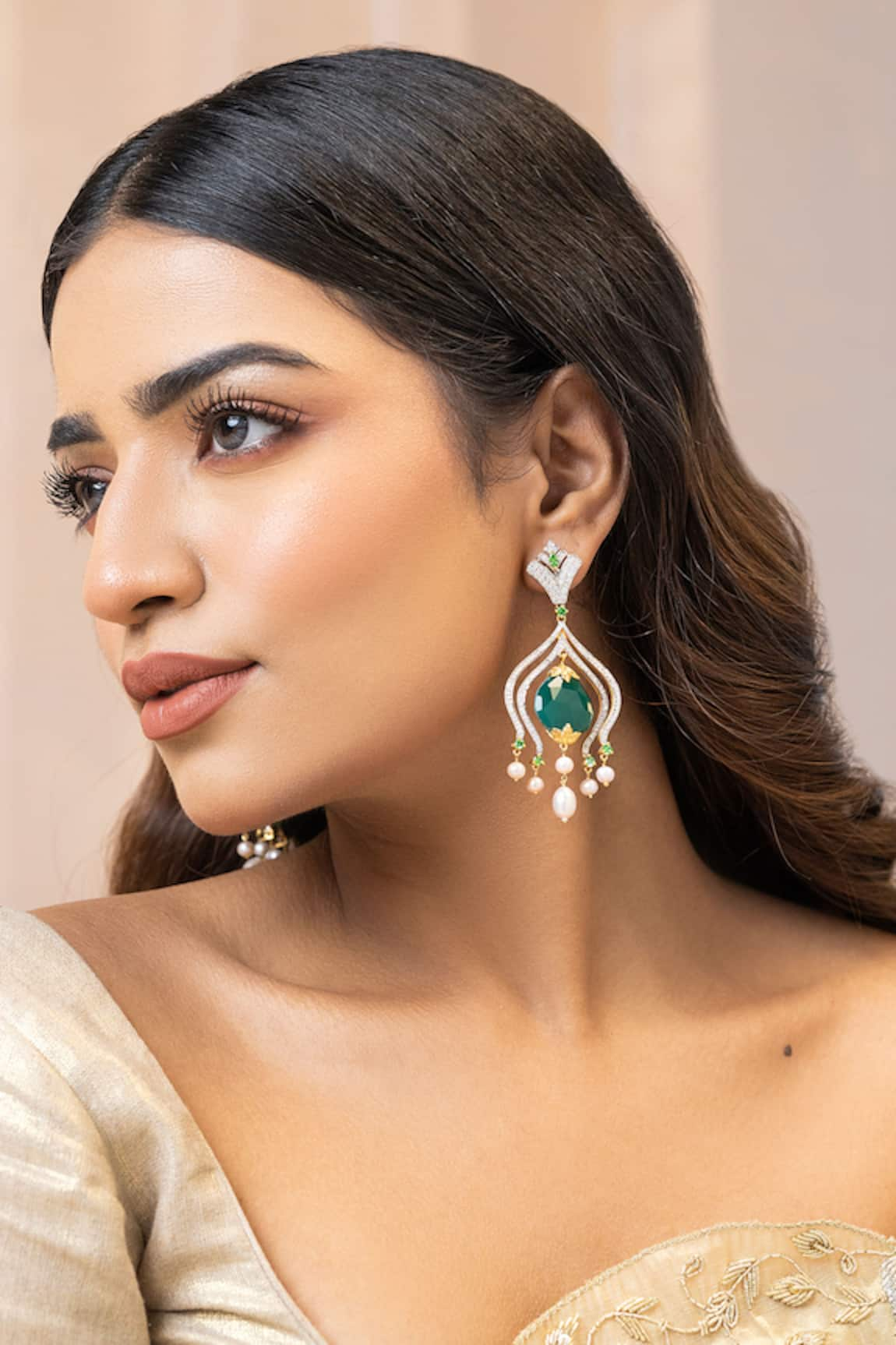 Ruuh Studios Aafreen Moissanite Embellished Earrings