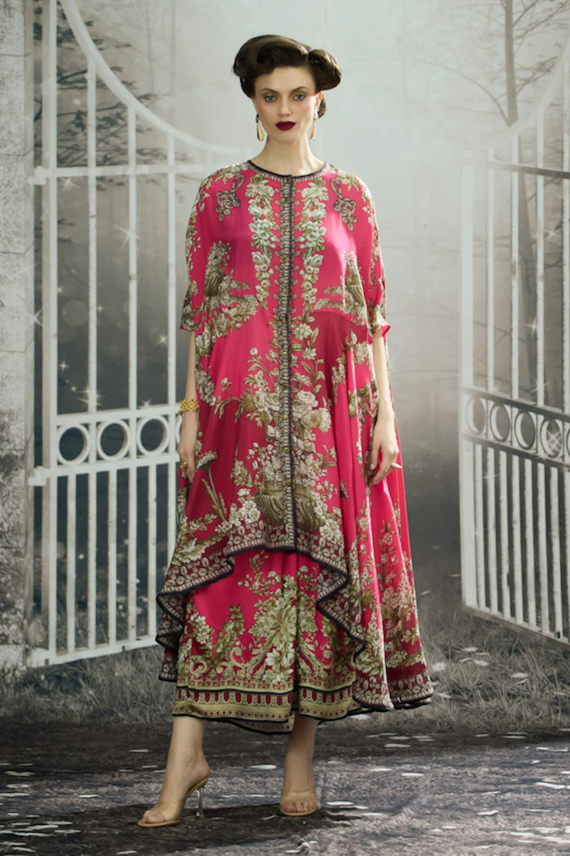 Rajdeep Ranawat Caprice Vintage Florence Print Asymmetric Tunic