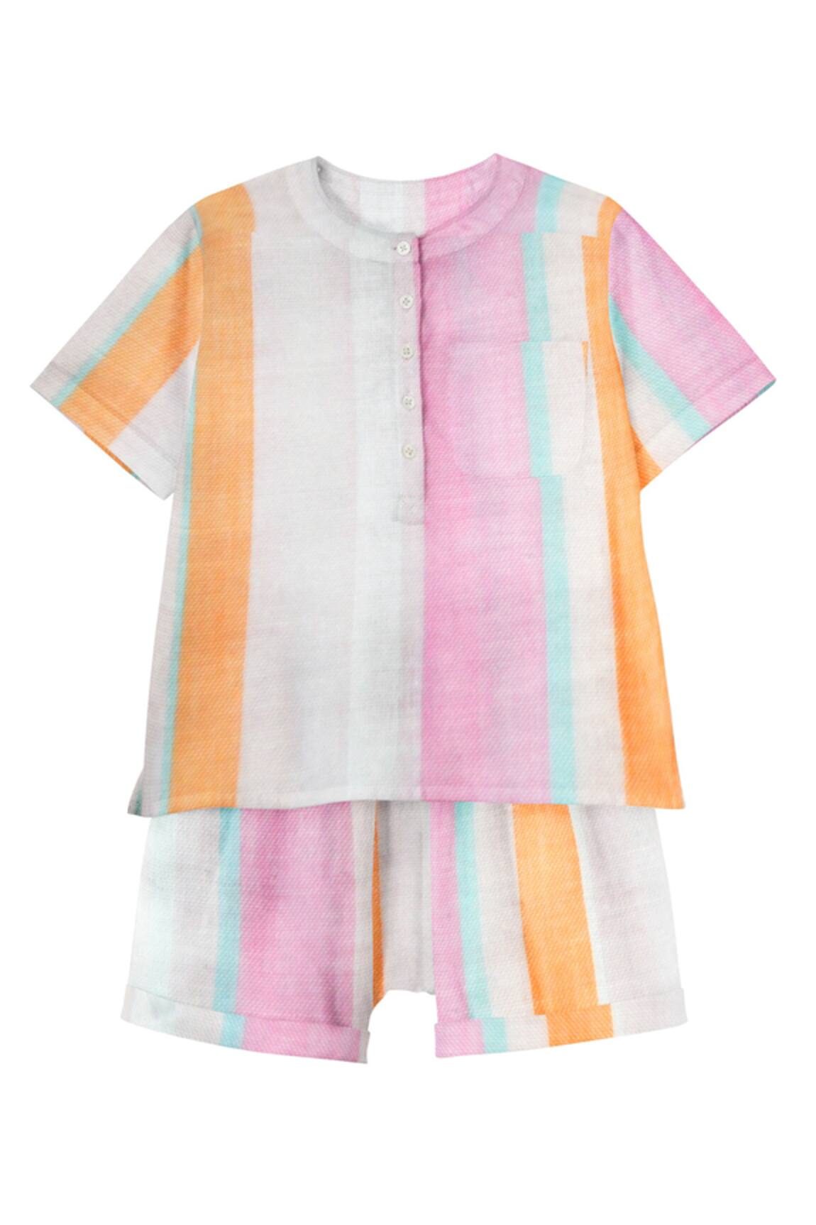 The Baby Atelier Striped Shirt & Shorts Co-ord Set