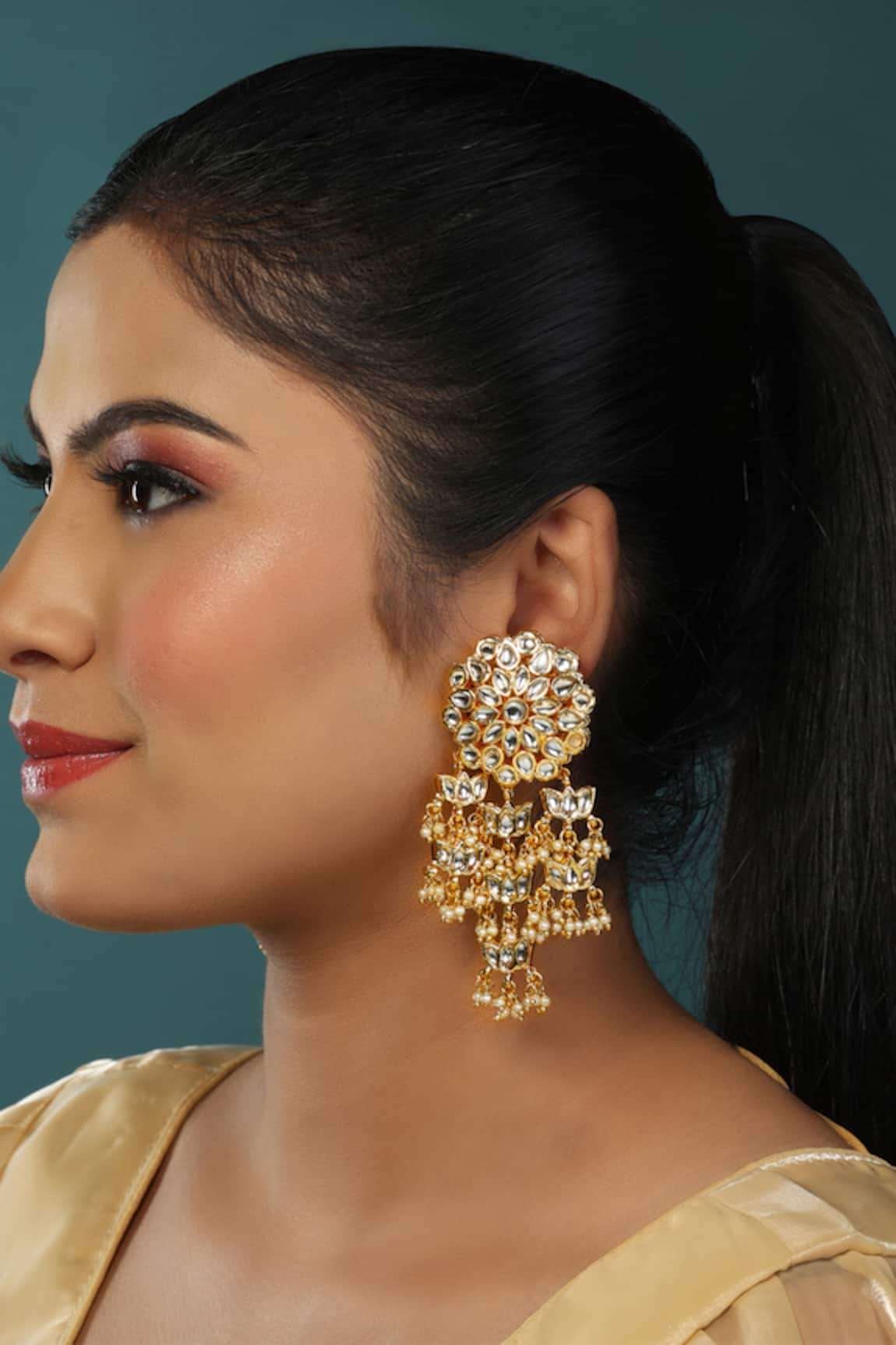 Just Jewellery Kundan & Semi Precious Stone Embellished Danglers