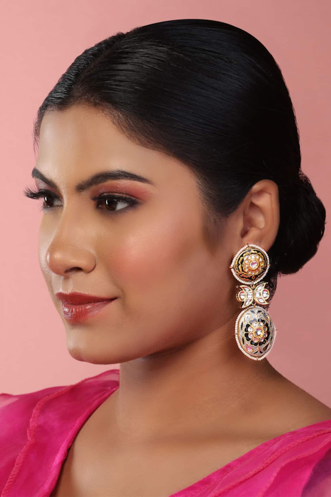 Just Jewellery Meenakari Kundan Blossom Danglers