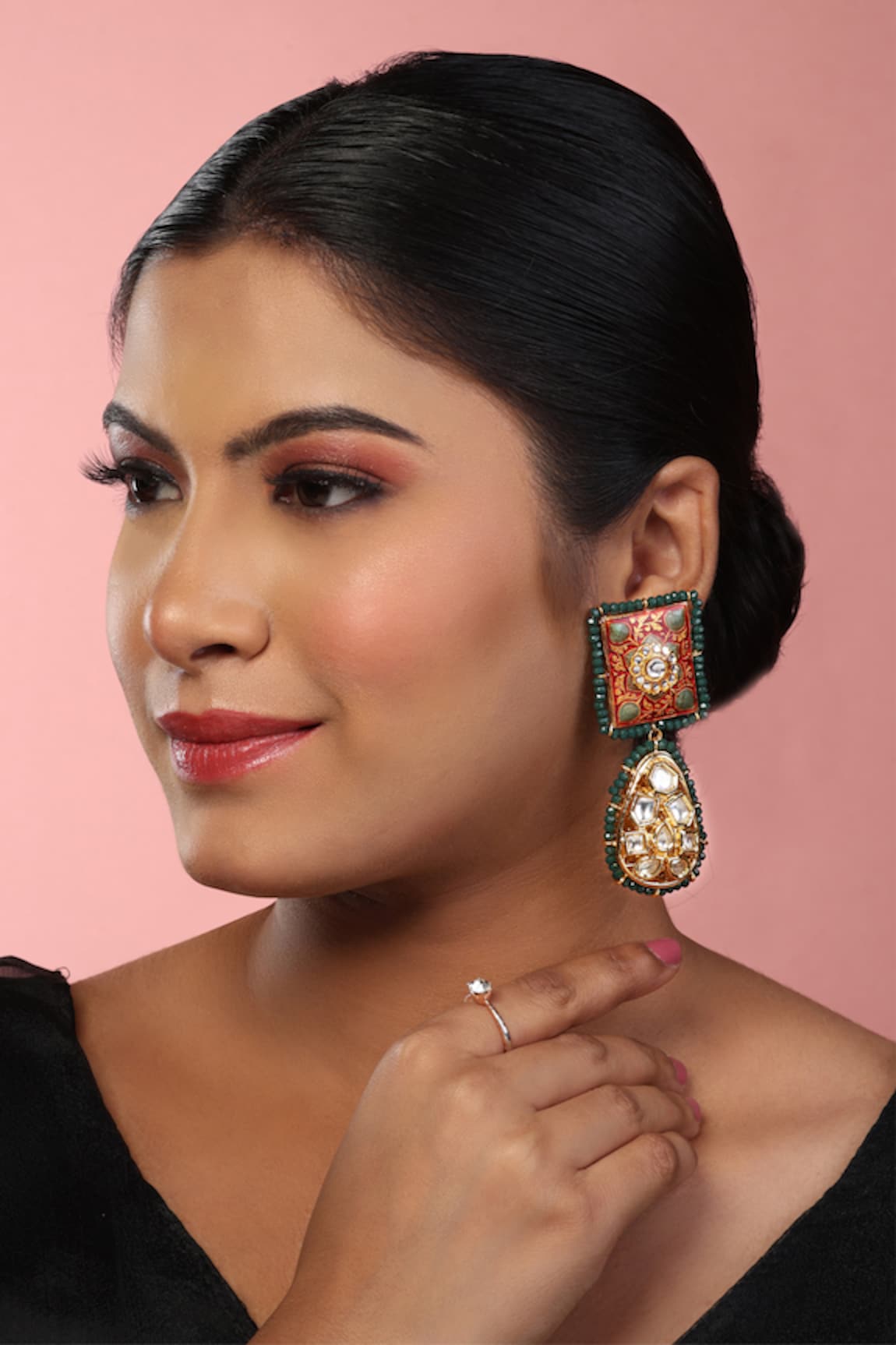 Just Jewellery Mandala Bloom Meenakari Kundan Earrings