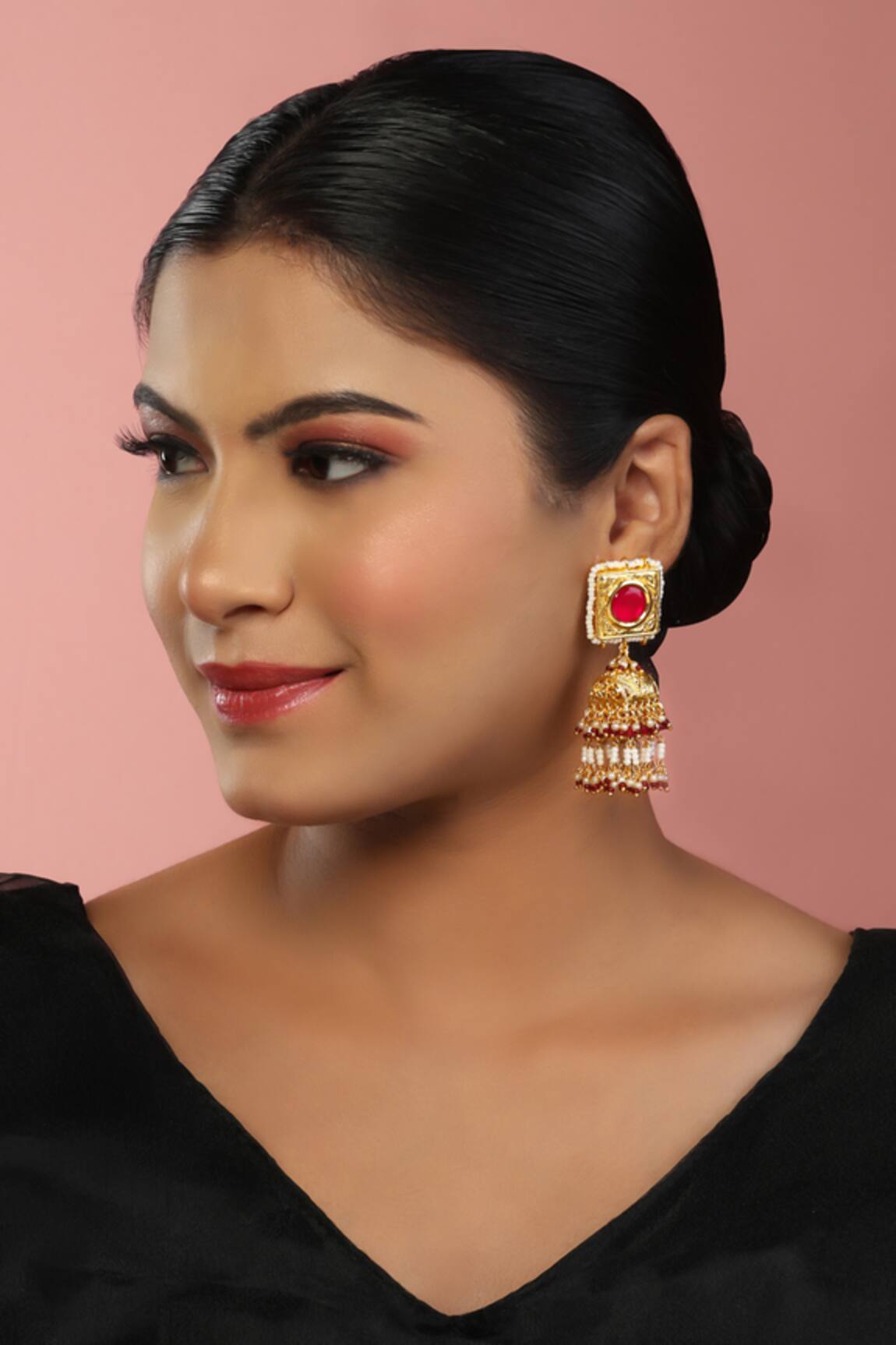 Just Jewellery Semi Precious Stone Embellished Jhumkas