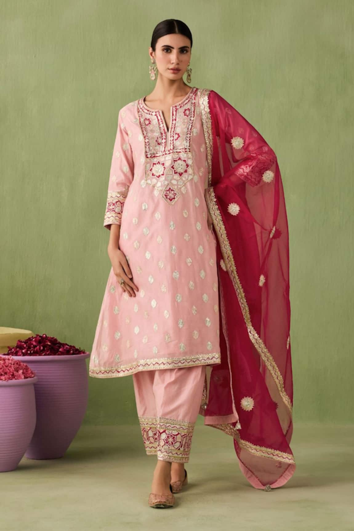 Sureena Chowdhri Gota Embroidered A-line Kurta Salwar Set